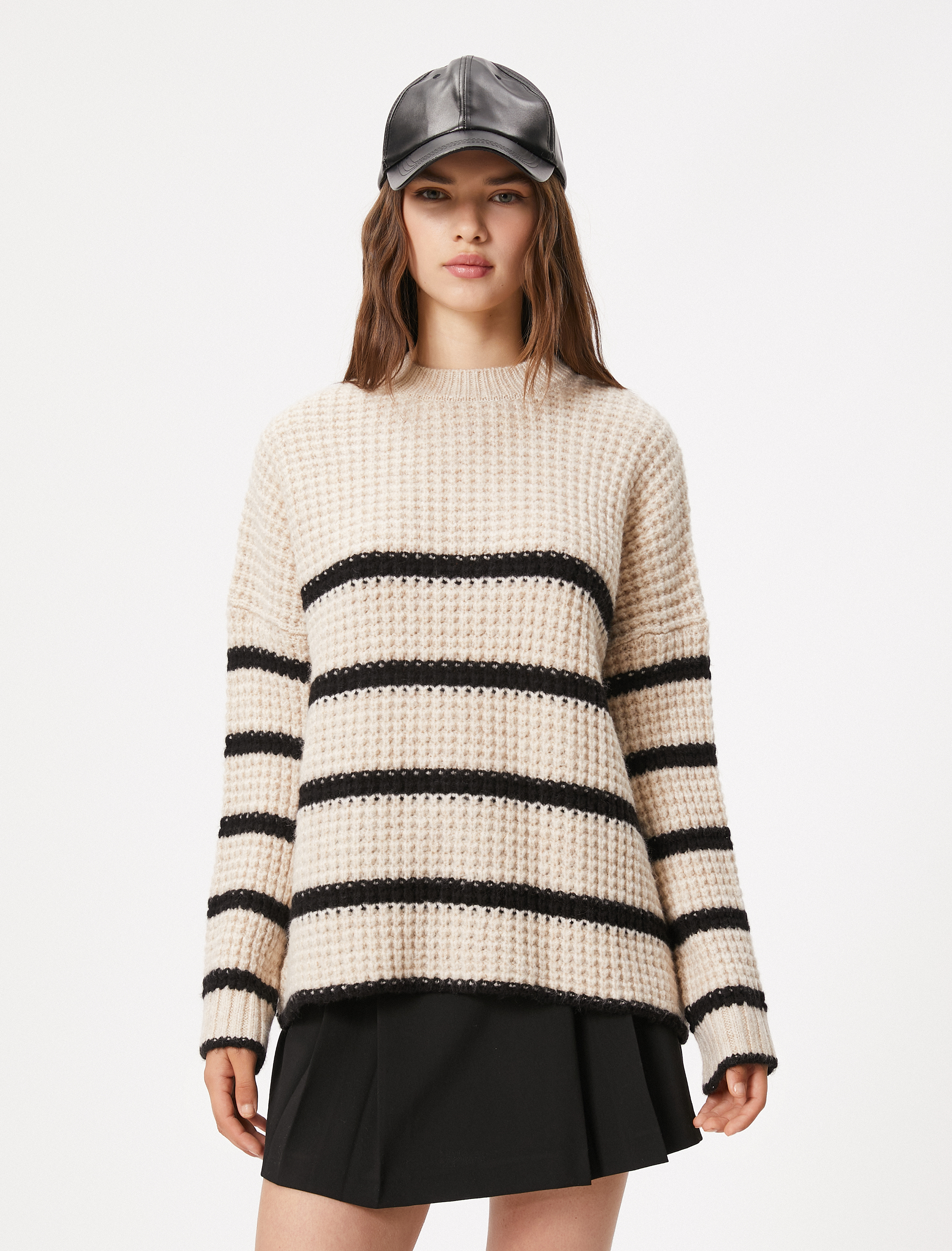   Örgü Kazak Uzun Kollu Bisiklet Yaka