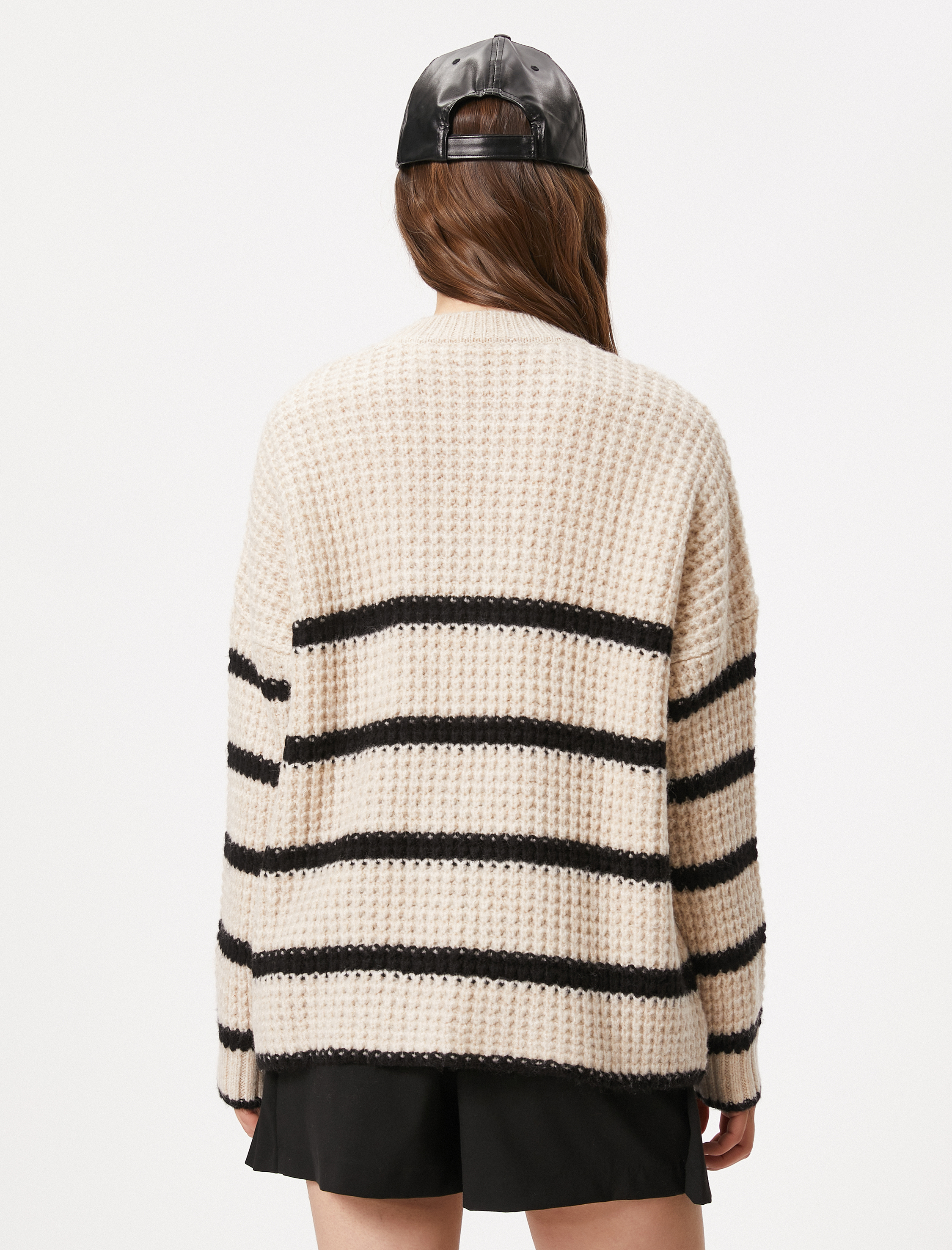   Örgü Kazak Uzun Kollu Bisiklet Yaka