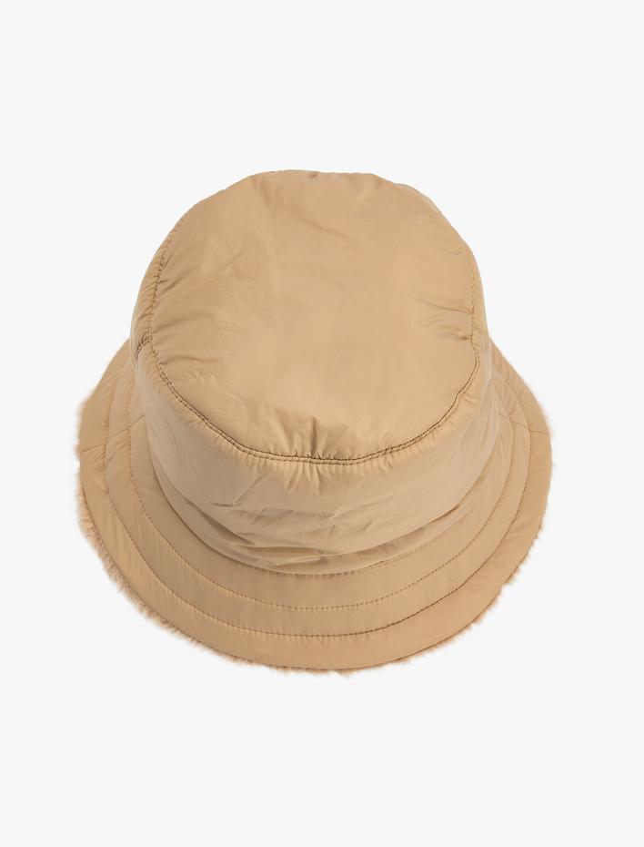 Kadın Bucket Şapka Peluş Astarlı Su İtici Çift Taraflı
