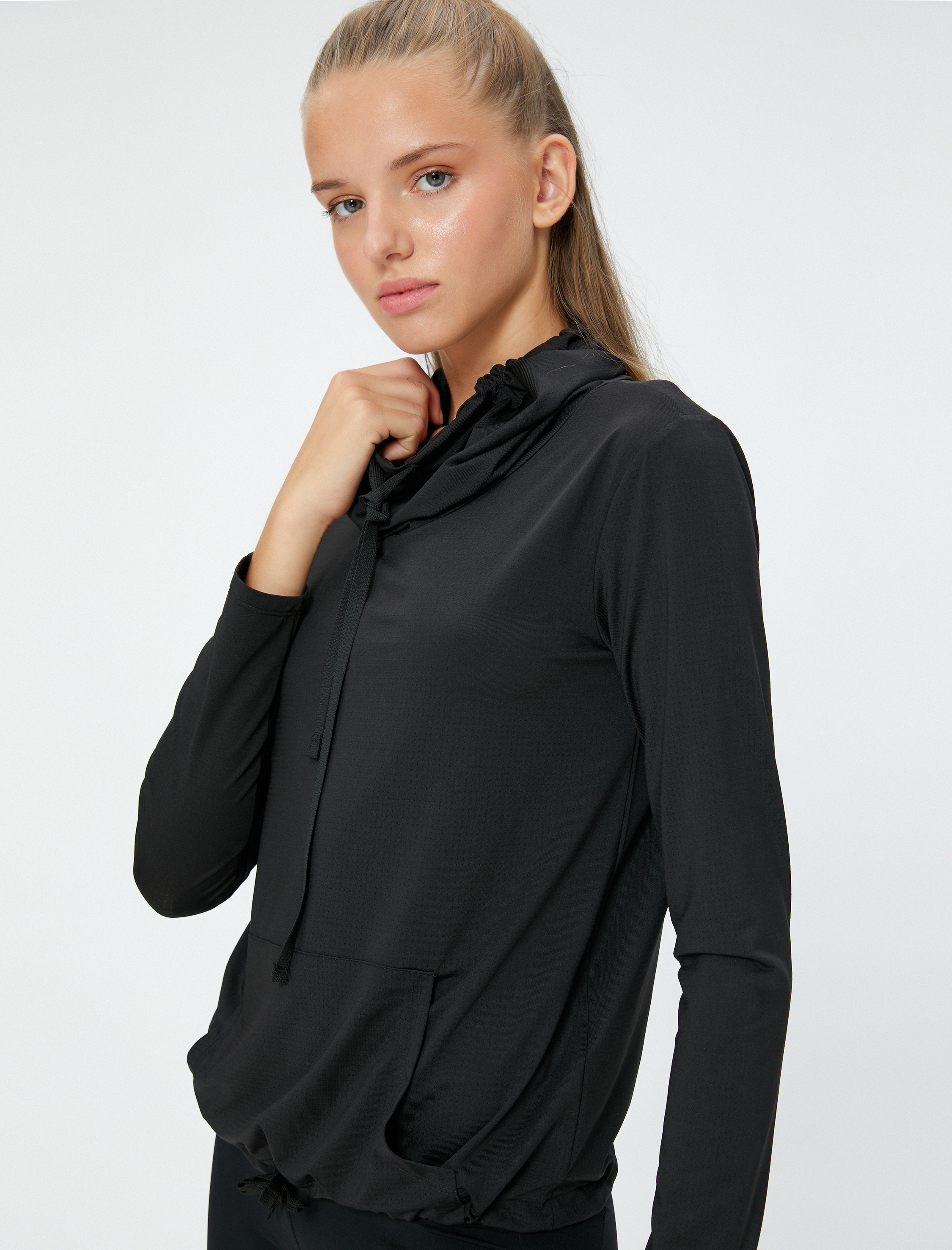   Şal Yaka Sweatshirt Spor Kanguru Cepli