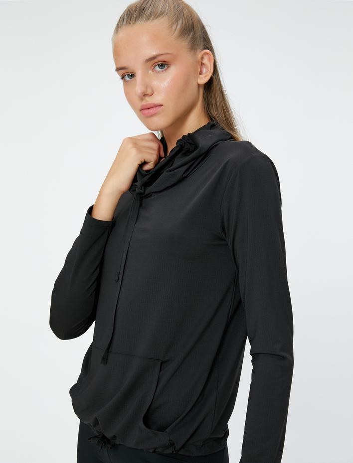  Şal Yaka Sweatshirt Spor Kanguru Cepli