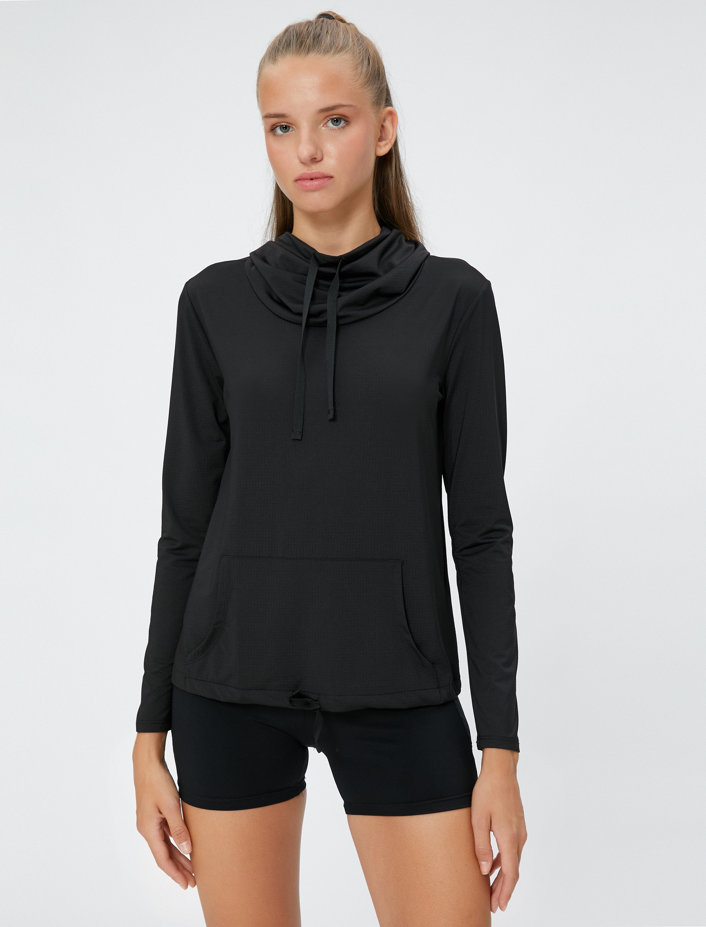   Şal Yaka Sweatshirt Spor Kanguru Cepli