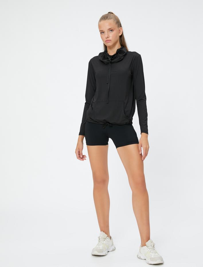  Şal Yaka Sweatshirt Spor Kanguru Cepli