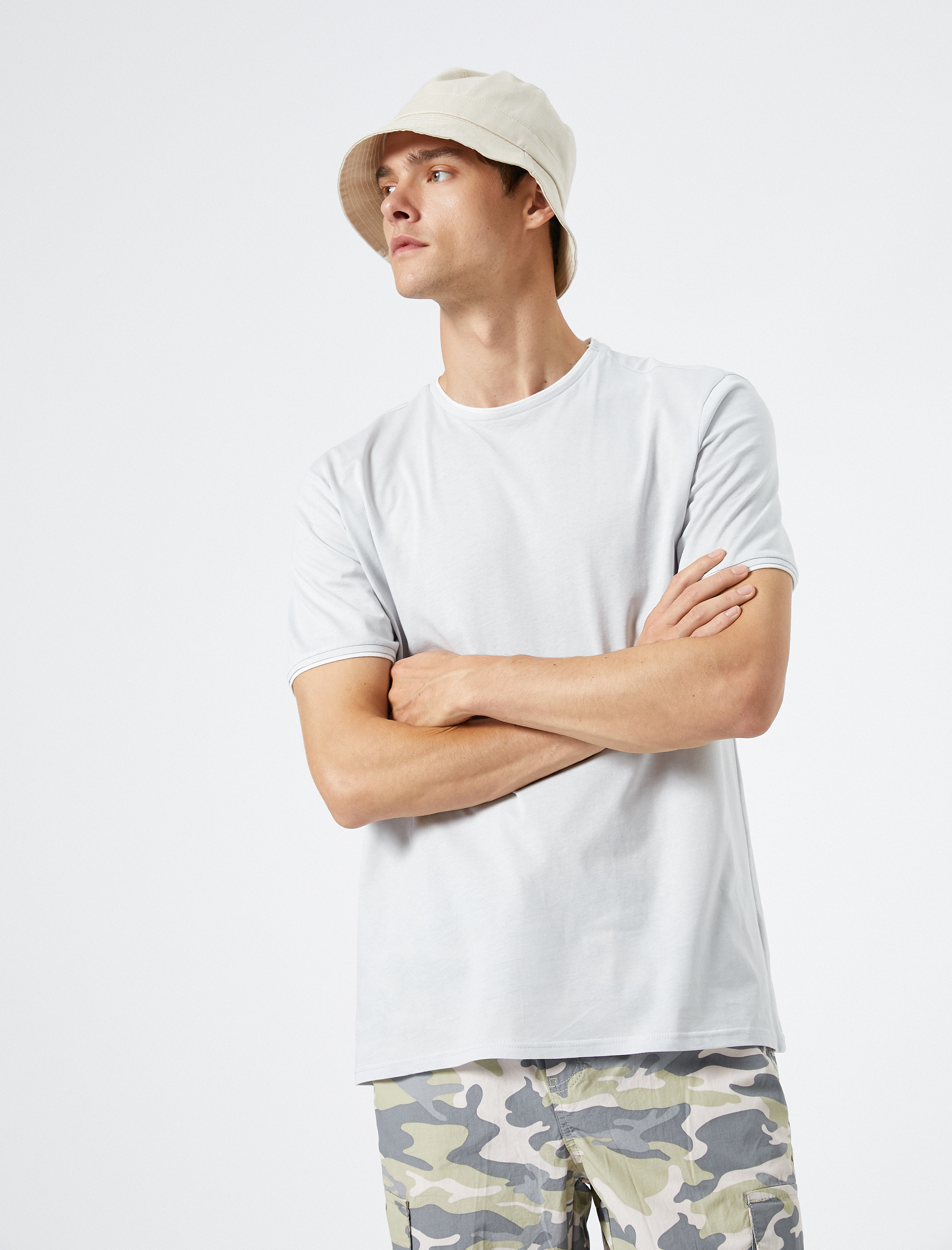   Basic Tişört Bisiklet Yaka Kısa Kollu Pamuklu