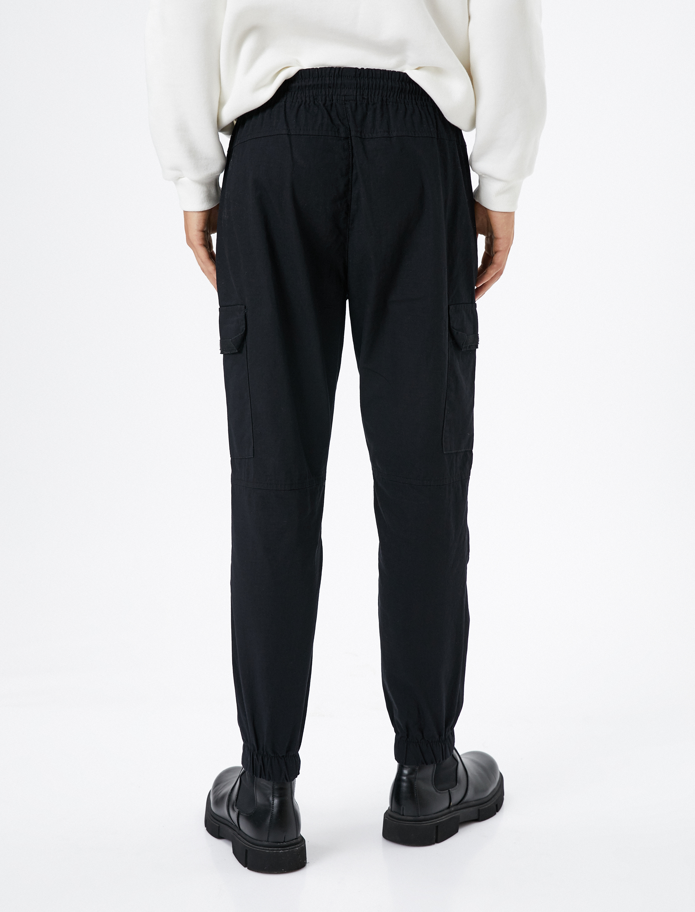   Jogger Pantolon Kargo Cepli Beli Bağcıklı Pamuklu