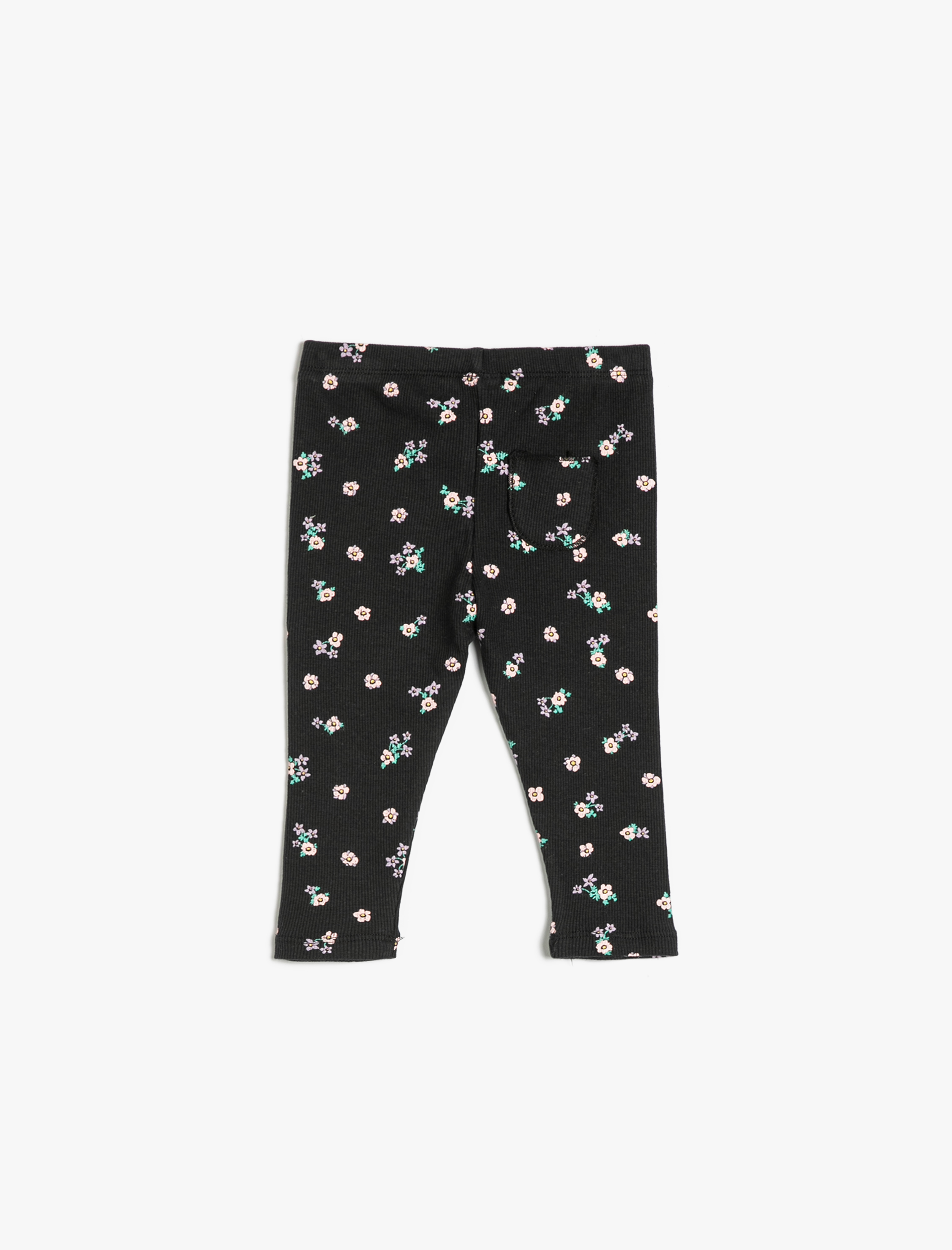  Kız Bebek Tayt Çiçekli Fiyonk Detaylı Fitilli Pamuklu