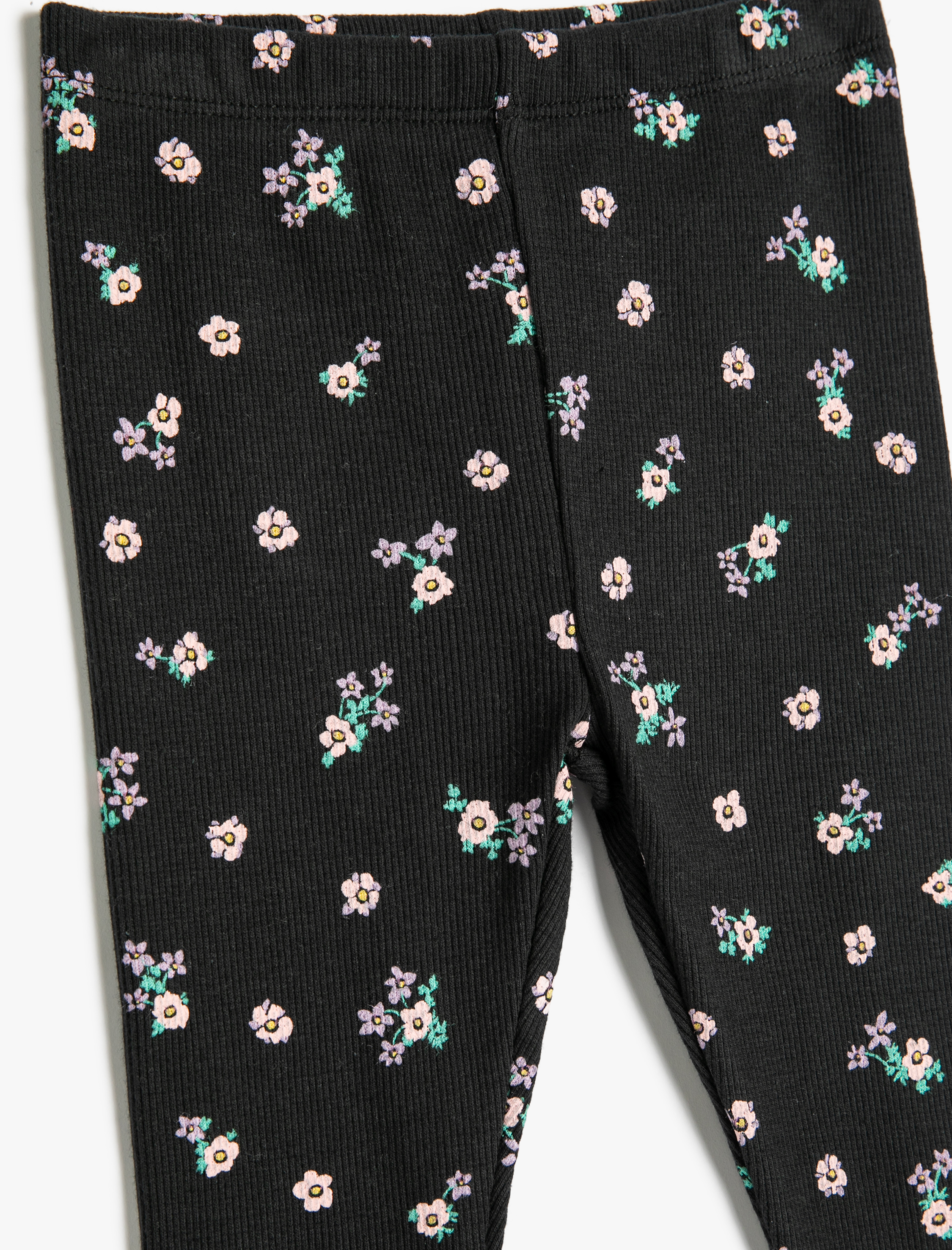  Kız Bebek Tayt Çiçekli Fiyonk Detaylı Fitilli Pamuklu