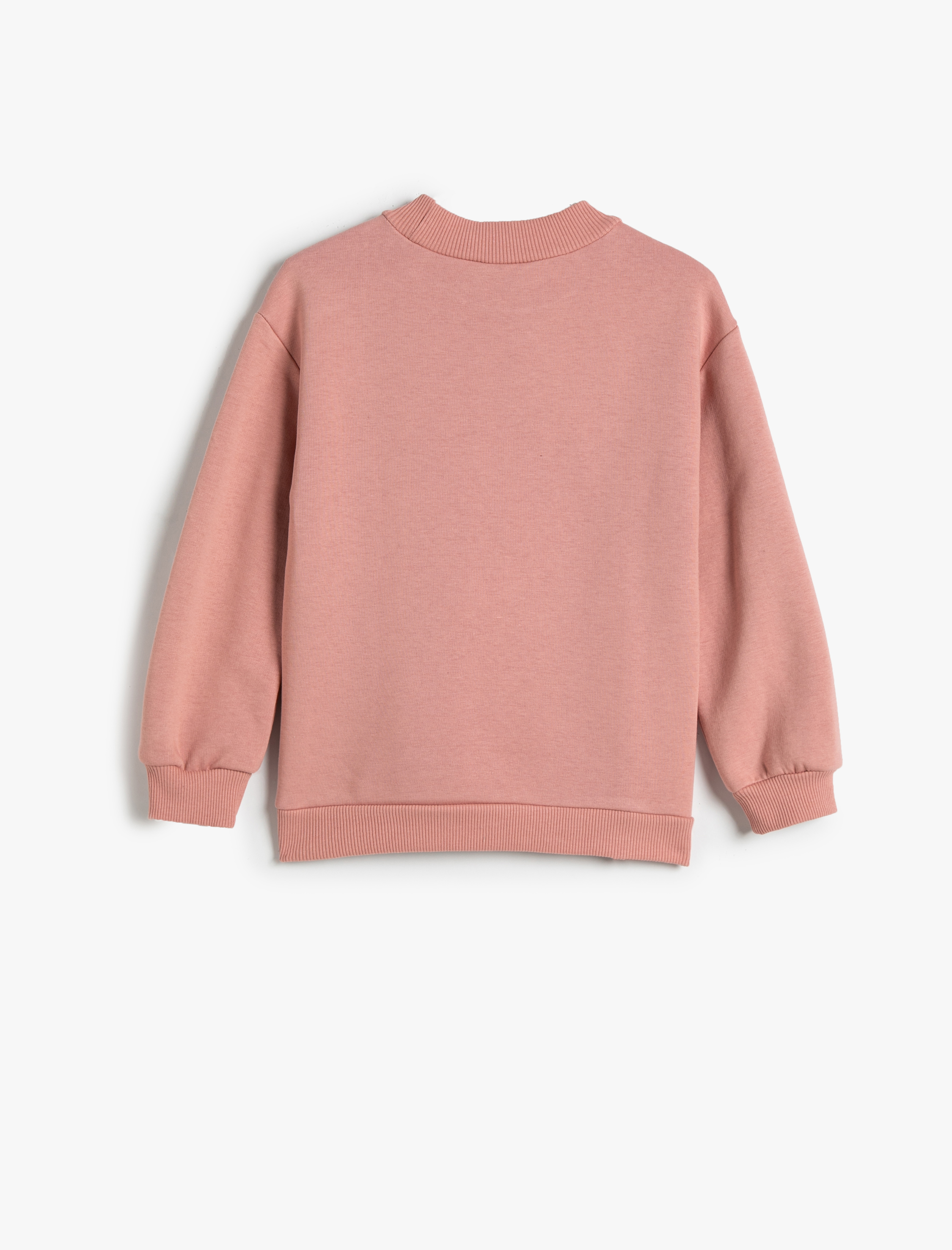  Kız Çocuk Sweatshirt Şardonlu Kedi Baskılı Yuvarlak Yaka Kanguru Cepli Pamuklu