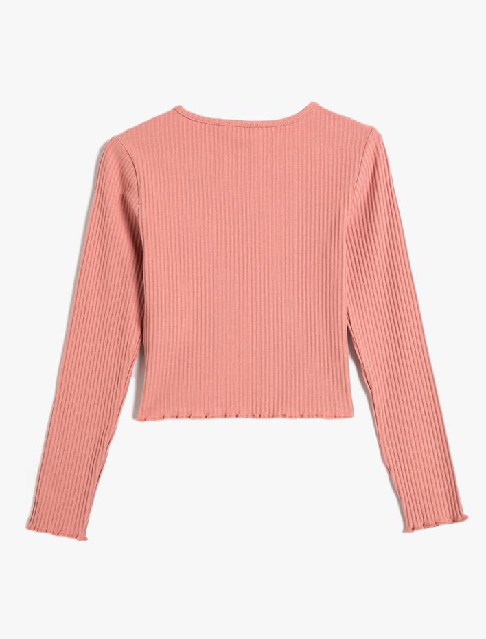 Kız Çocuk Baskılı Tişört Kaşkorse Uzun Kollu Yuvarlak Yaka Pamuklu