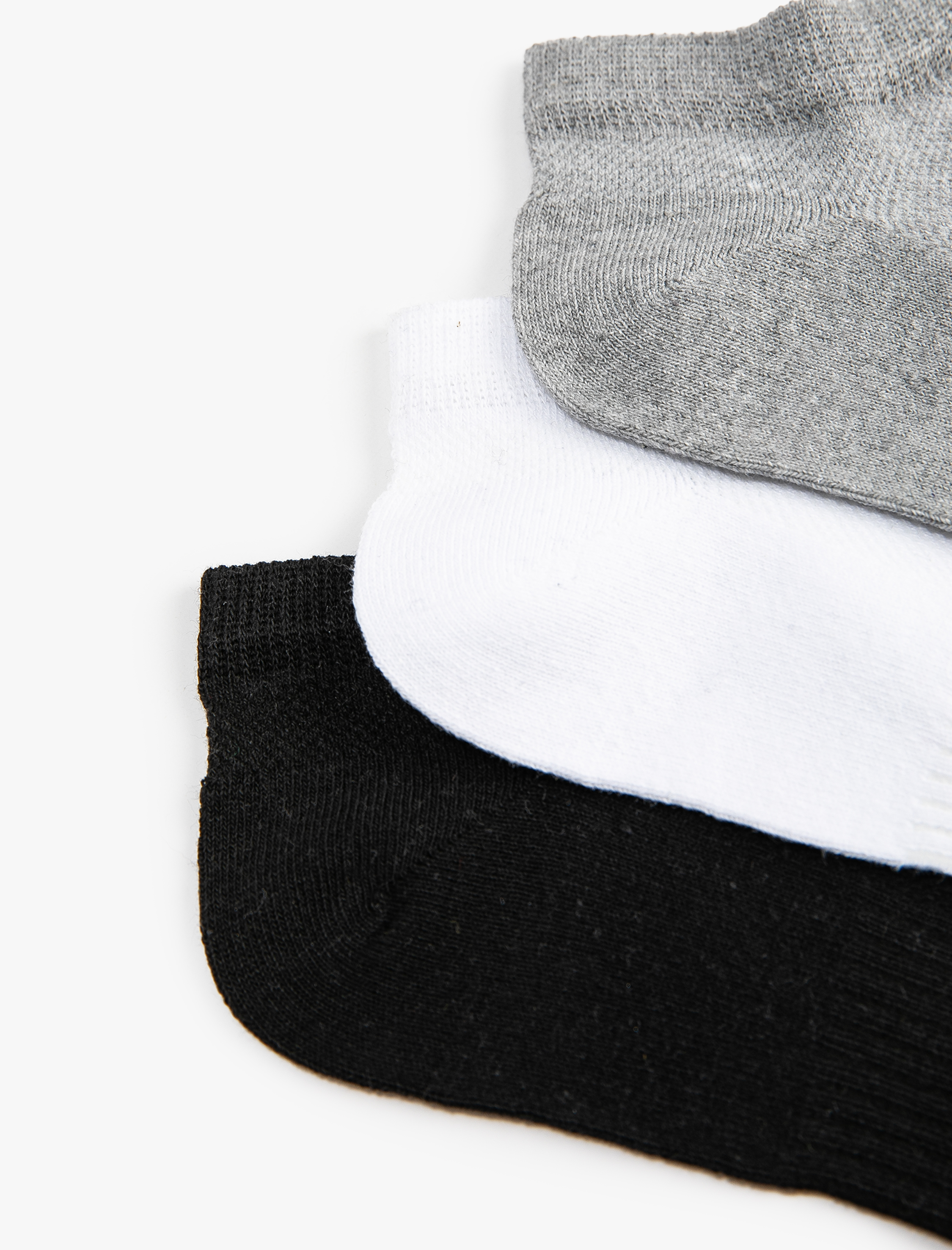  Kadın Basic 3'lü Patik Çorap Seti Dokulu Çok Renkli