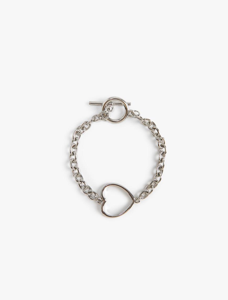  Kadın Zincir Bileklik Kalp Charm Detaylı