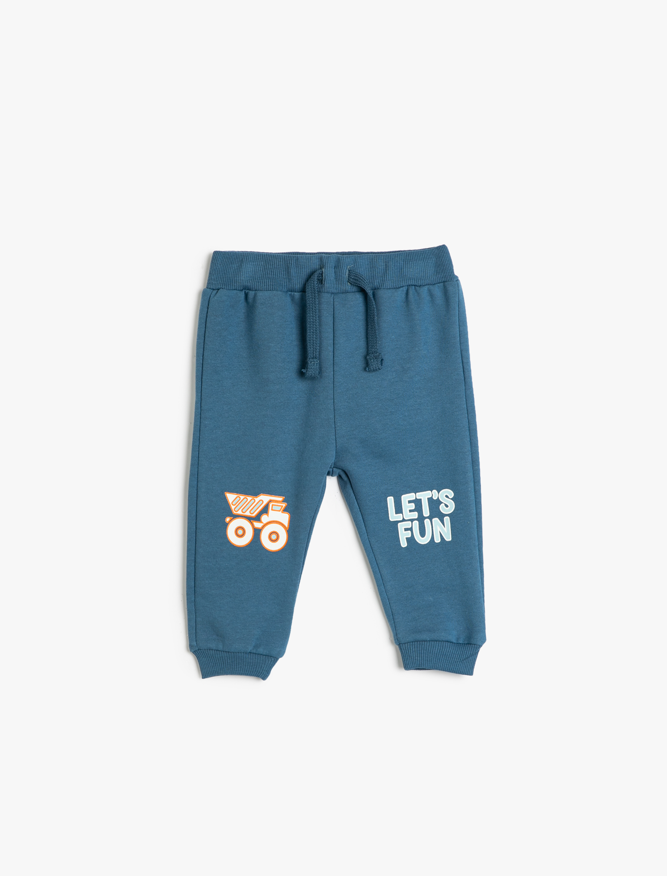  Erkek Bebek Jogger Eşofman Altı Şardonlu Beli Bağlamalı Baskı Detaylı Pamuklu