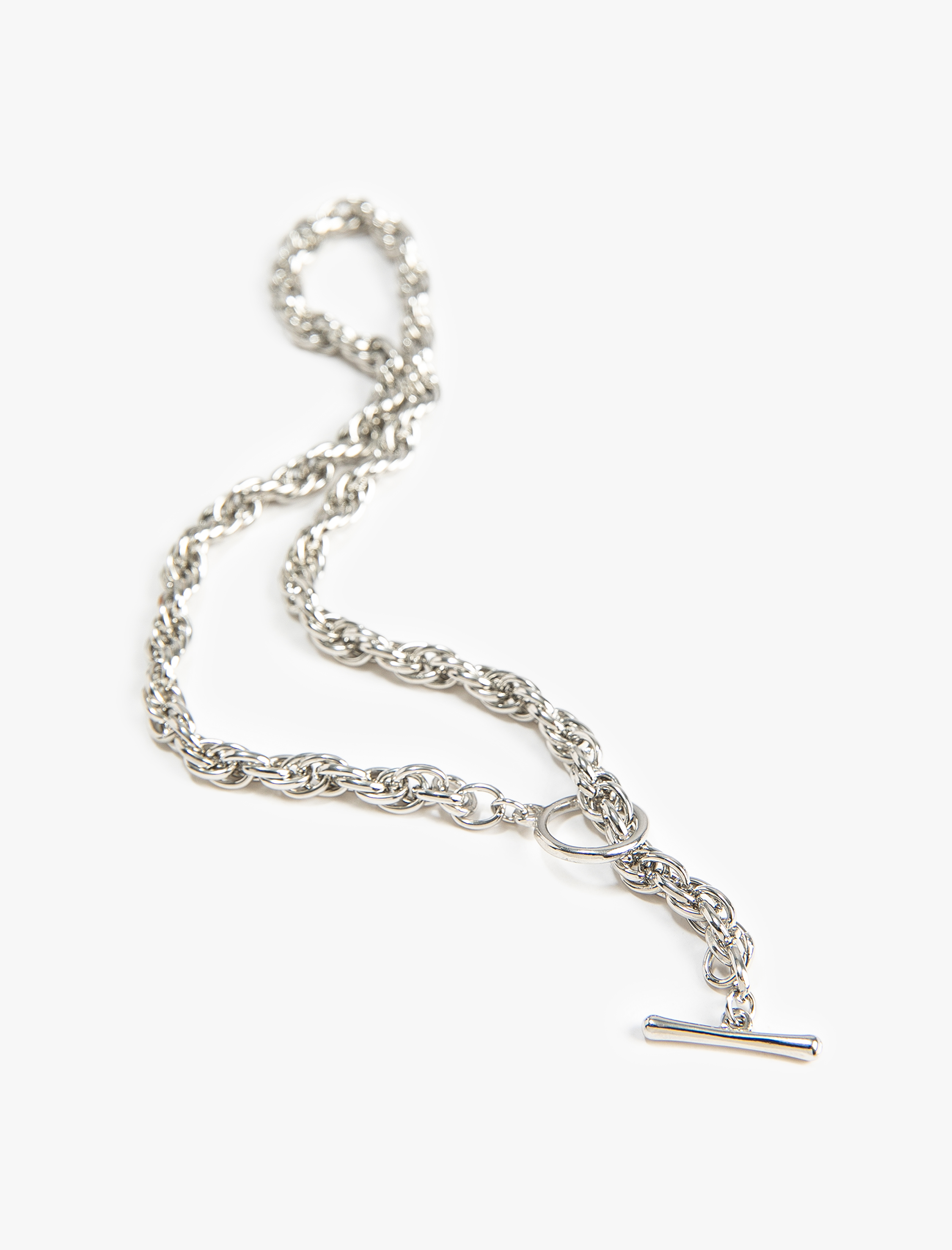  Kadın Kalın Zincir Çelik Kolye Geometrik Figürlü