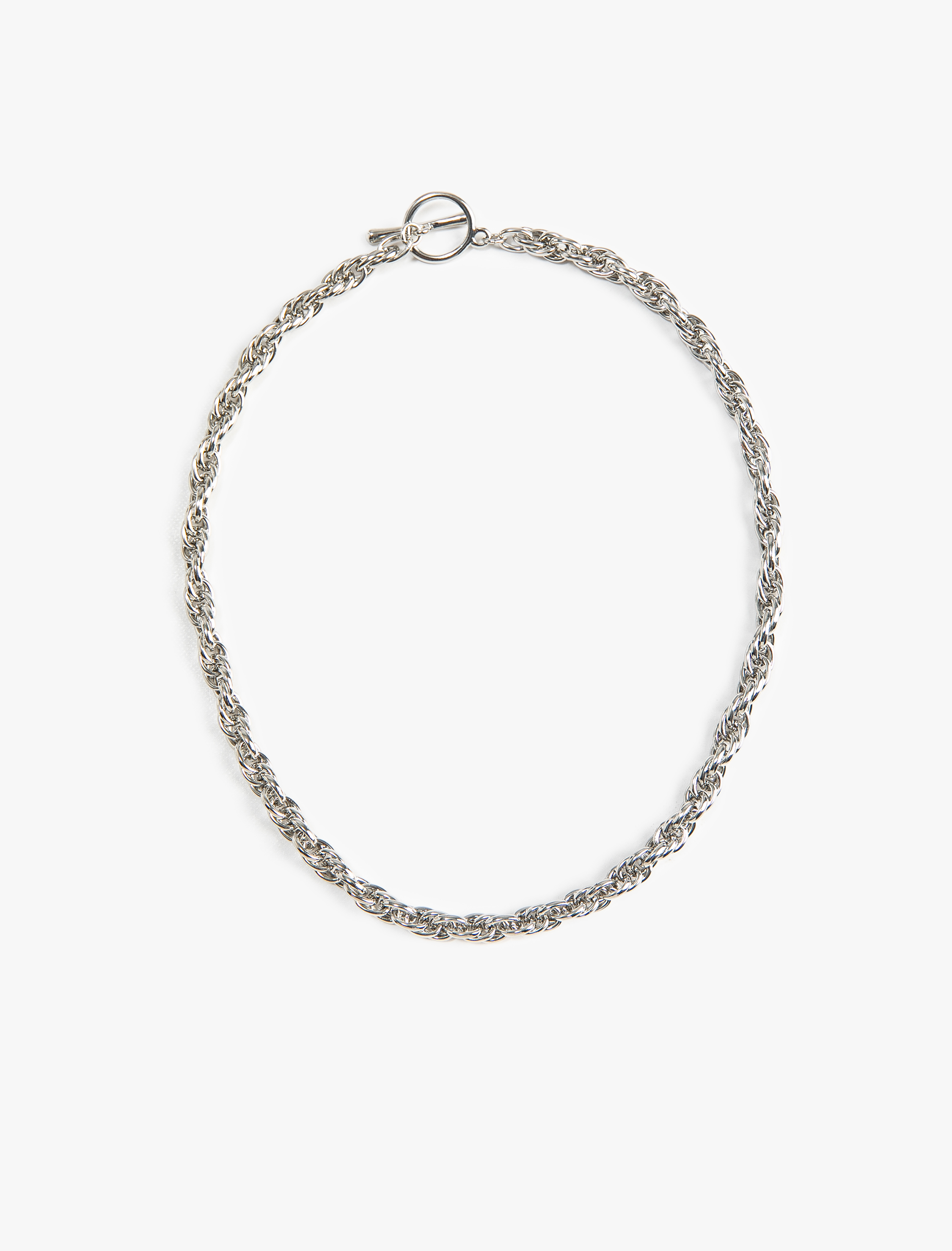  Kadın Kalın Zincir Çelik Kolye Geometrik Figürlü