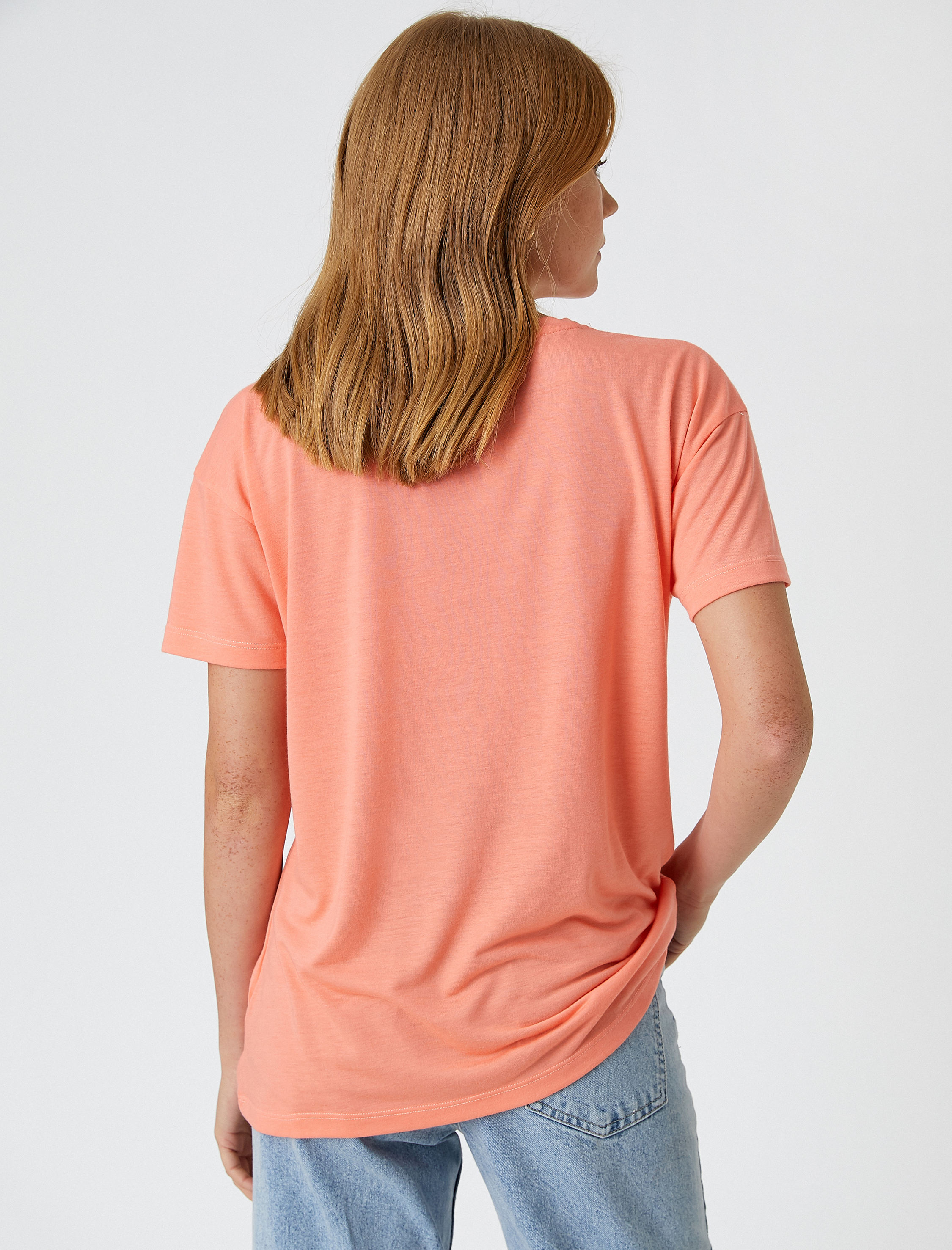   Bisiklet Yaka Kısa Kollu Baskılı Tişört