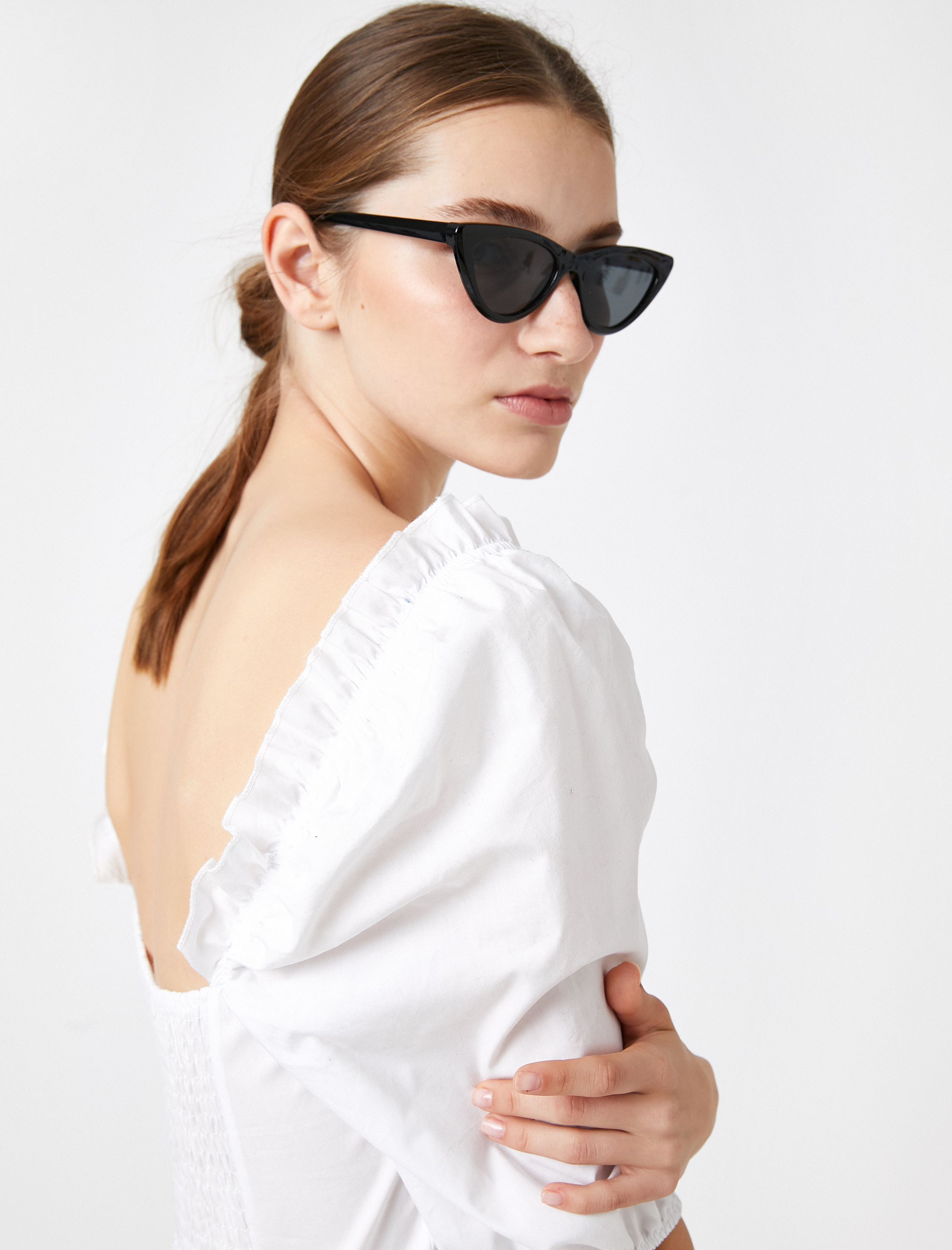   Pamuklu Kısa Kollu Volanlı Elbise