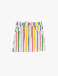 Çizgili Etek Pamuklu