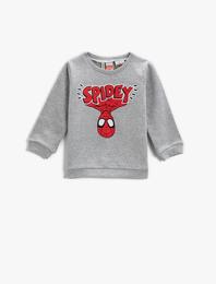 Spider Man Baskılı Sweatshirt Bisiklet Yaka Lisanslı