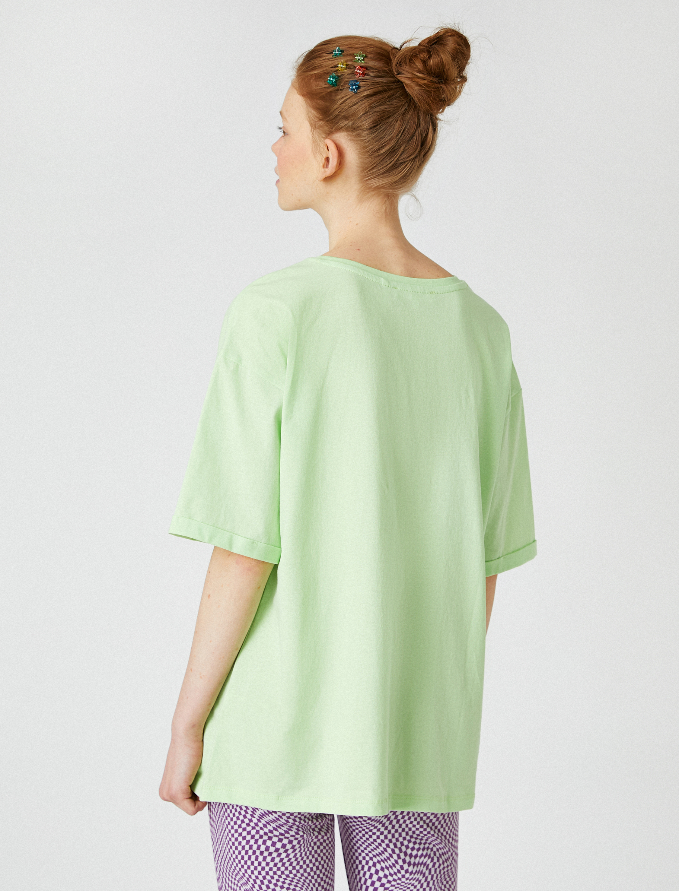   Baskı Detaylı Bisiklet Yaka Tişört