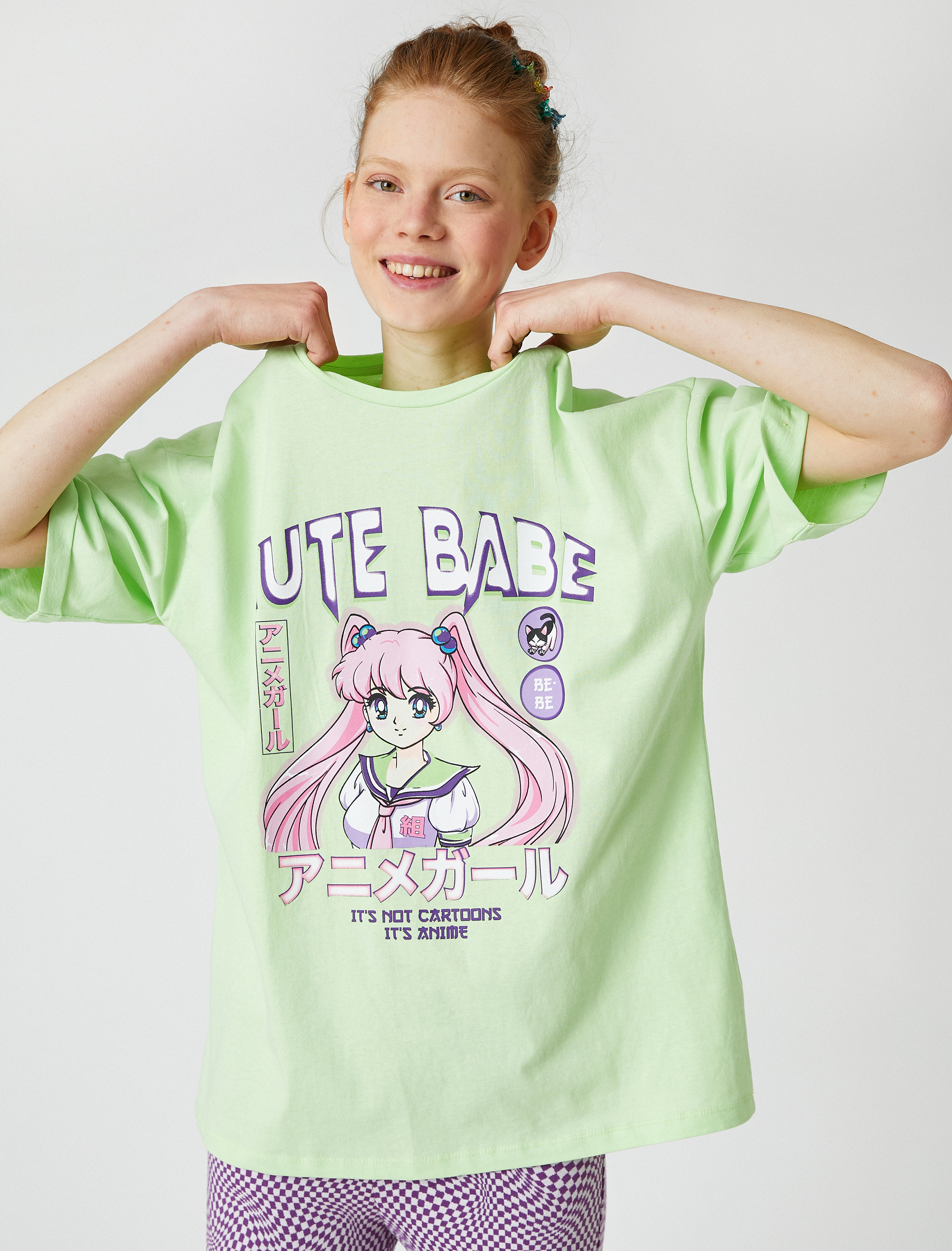   Baskı Detaylı Bisiklet Yaka Tişört