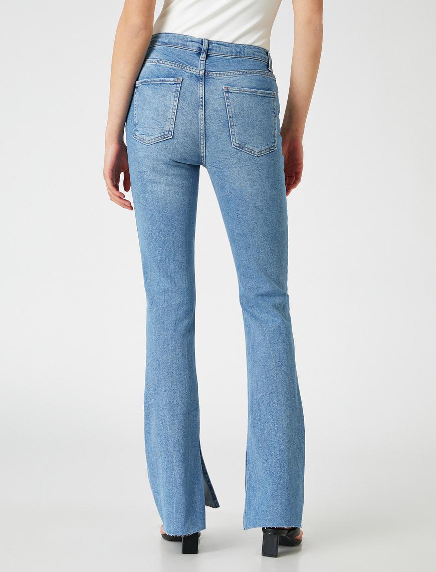   Dizi Yırtık Bol Paça Kot Pantolon - Slim Flare