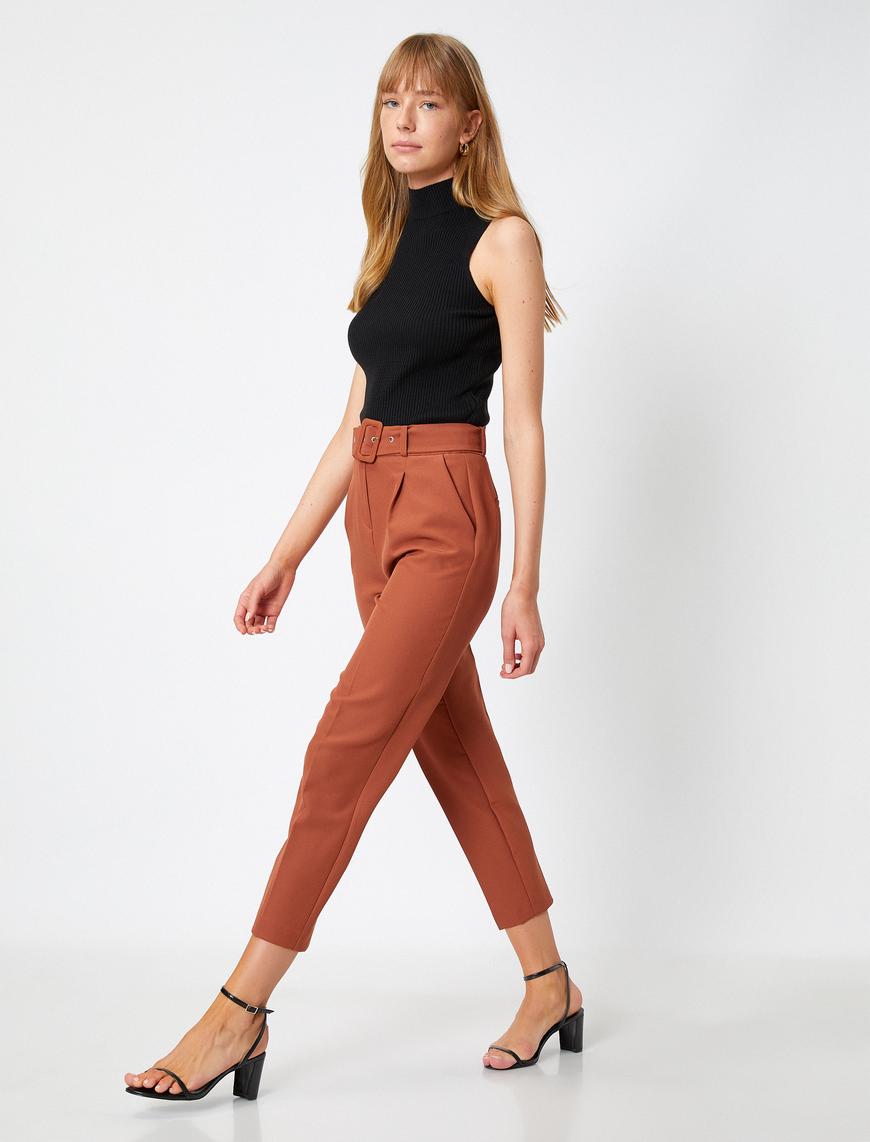   Kemerli Crop Pantolon
