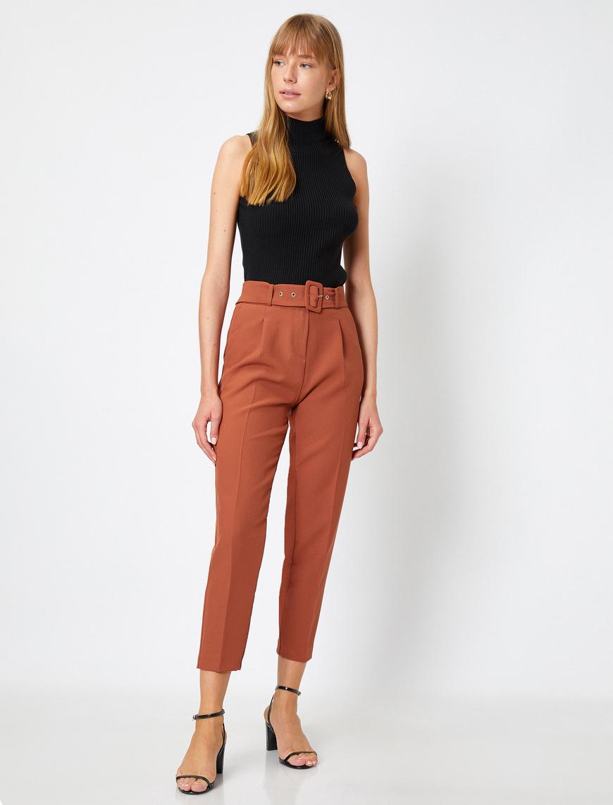   Kemerli Crop Pantolon