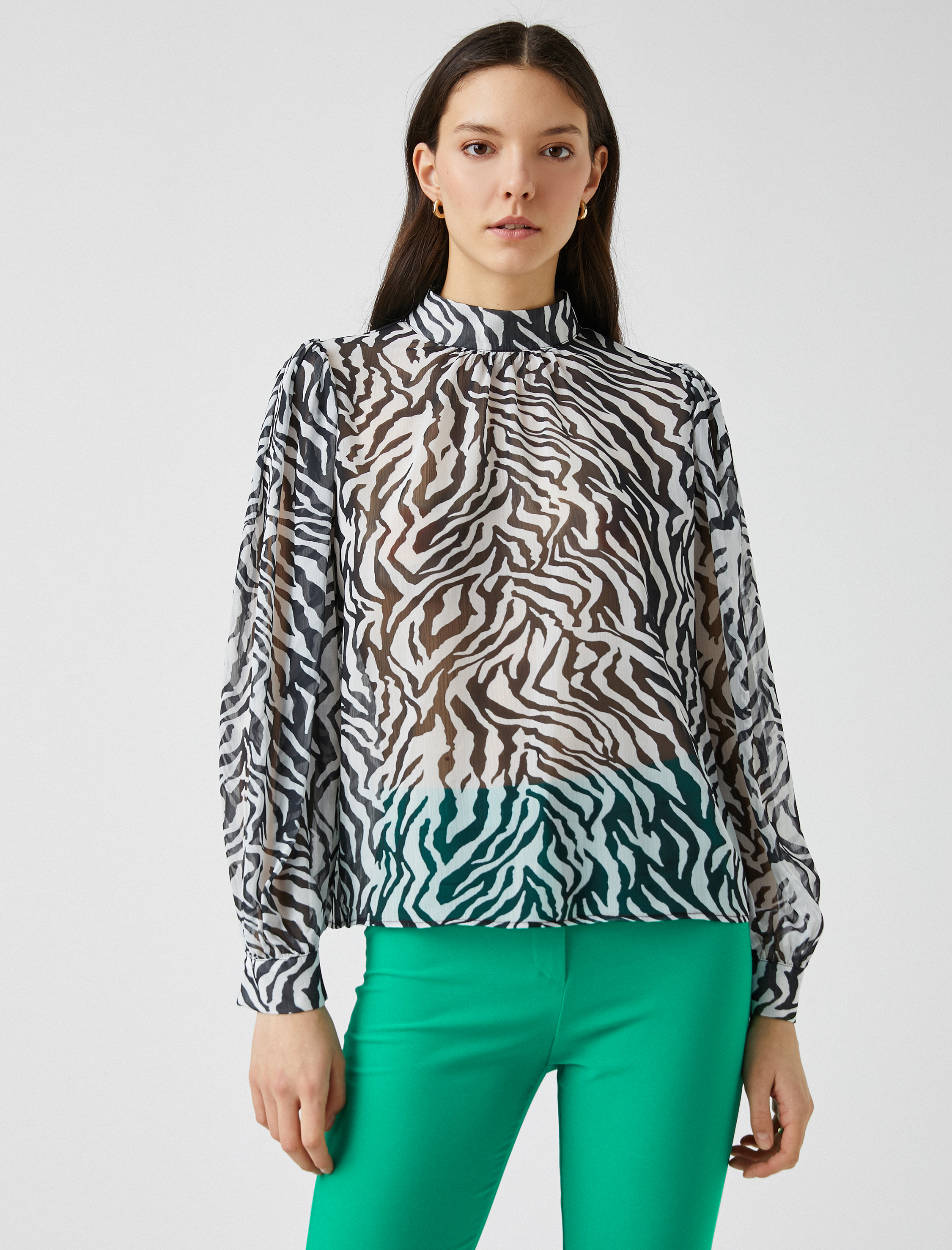   Uzun Kollu Desenli Gömlek