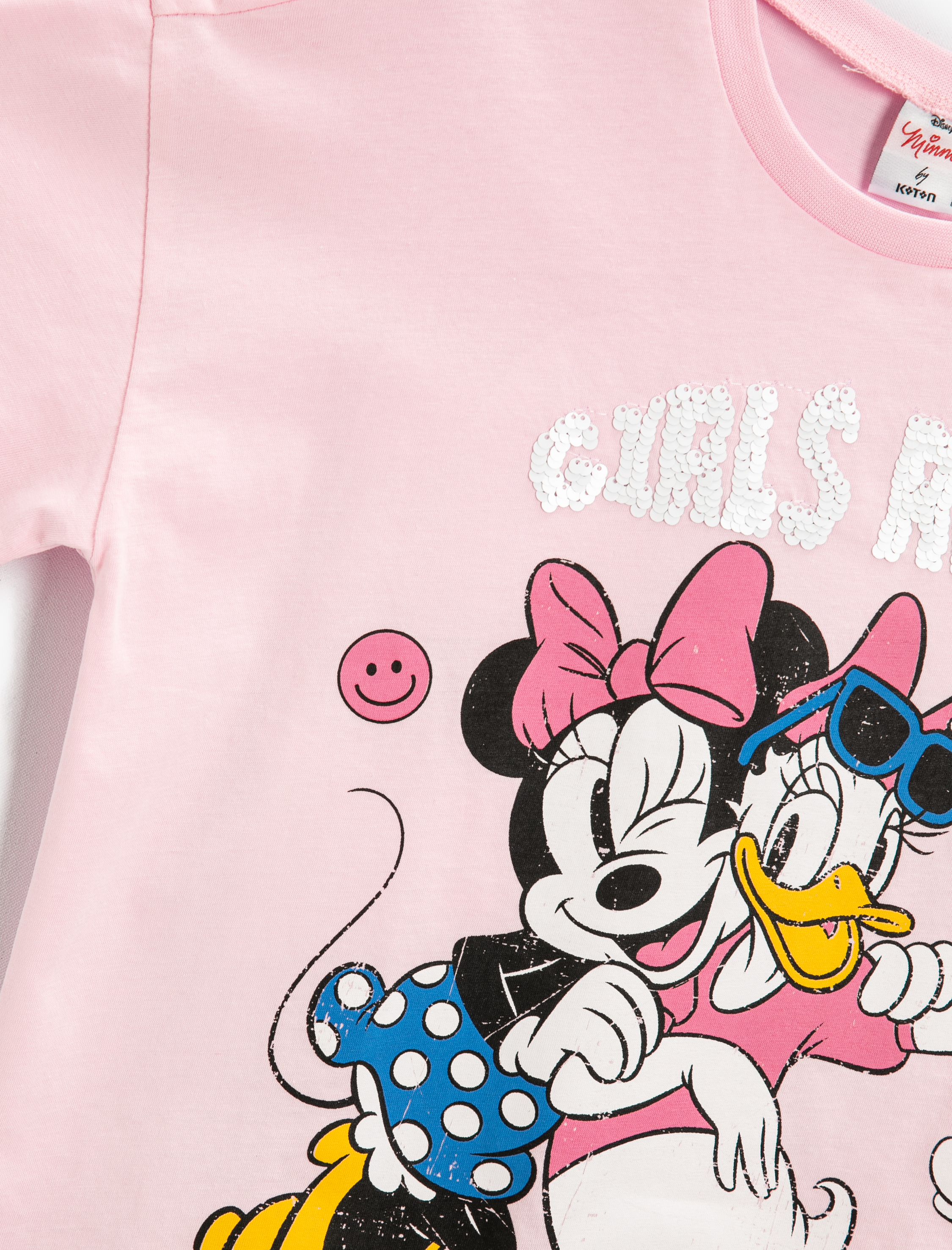  Kız Çocuk Minnie Mouse ve Daisy Duck Baskılı Lisanslı Kısa Kollu Tişört