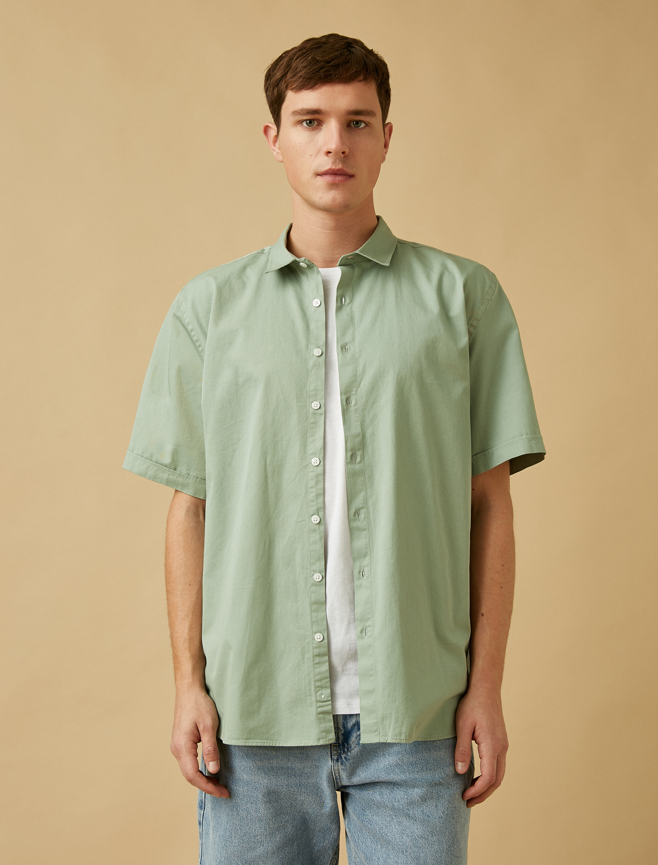   Basic Yazlık Gömlek Kısa Kollu Klasik Yaka