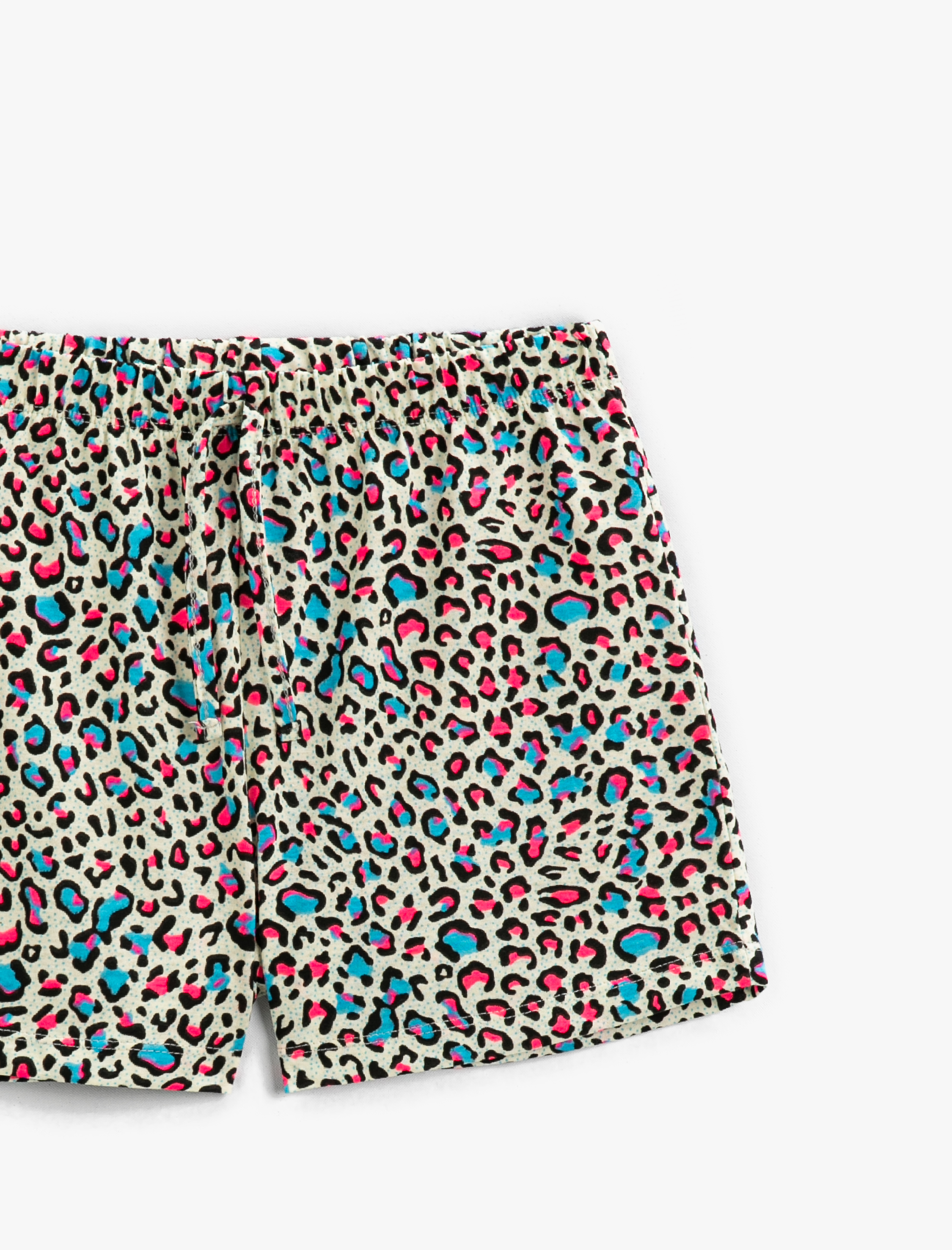  Kız Çocuk Leopar Desenli Şort Pamuklu Beli Bağcıklı