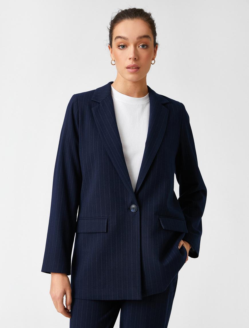   Çizgili Blazer Ceket
