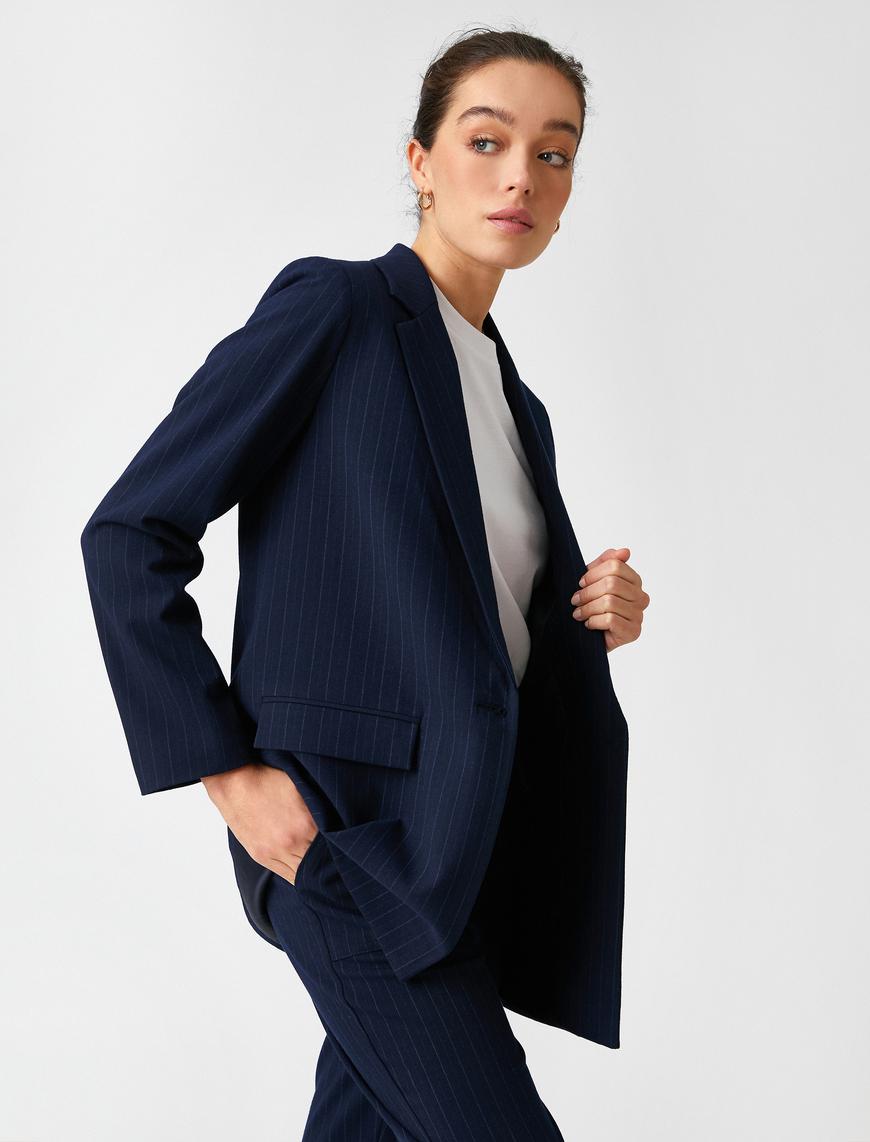   Çizgili Blazer Ceket