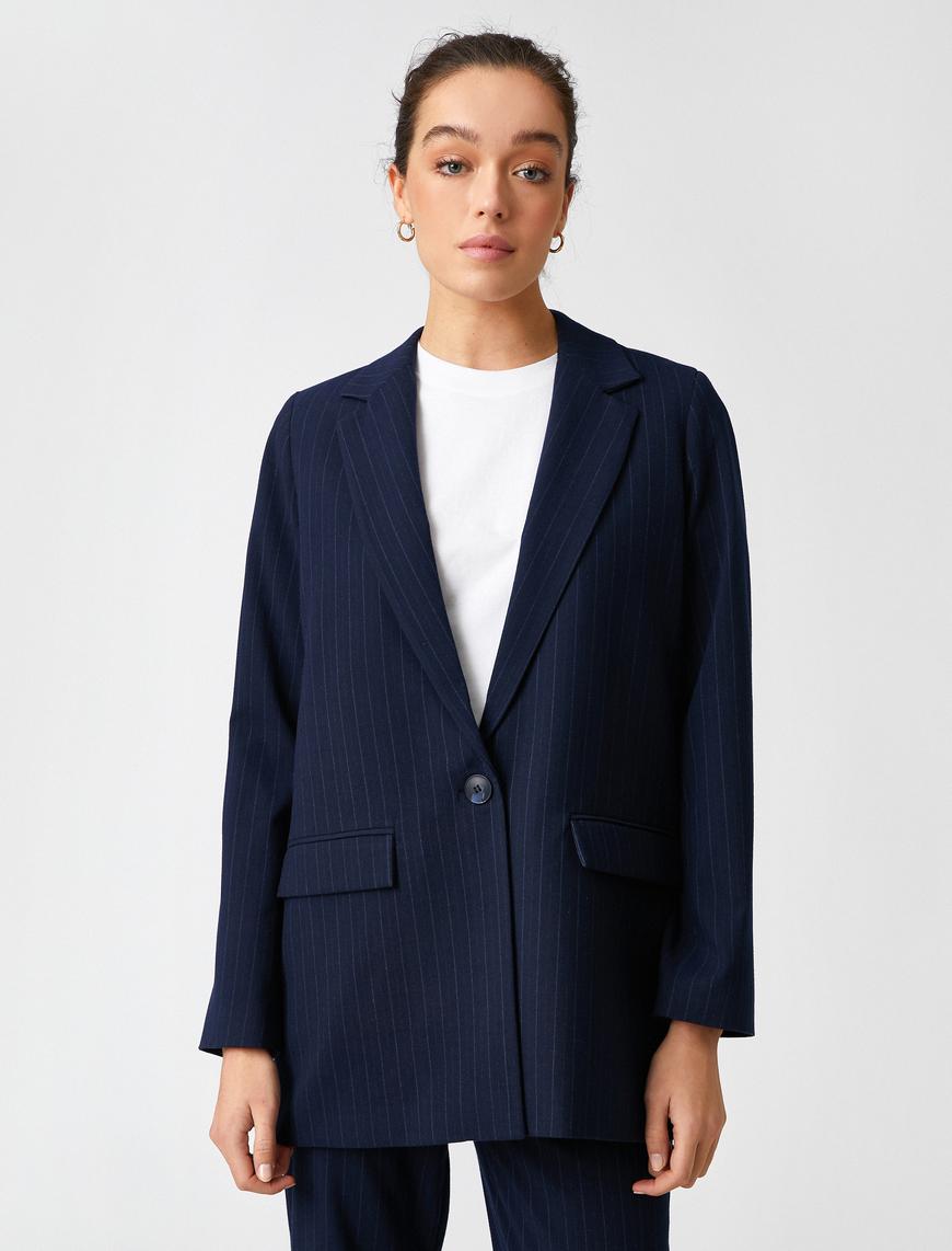   Çizgili Blazer Ceket