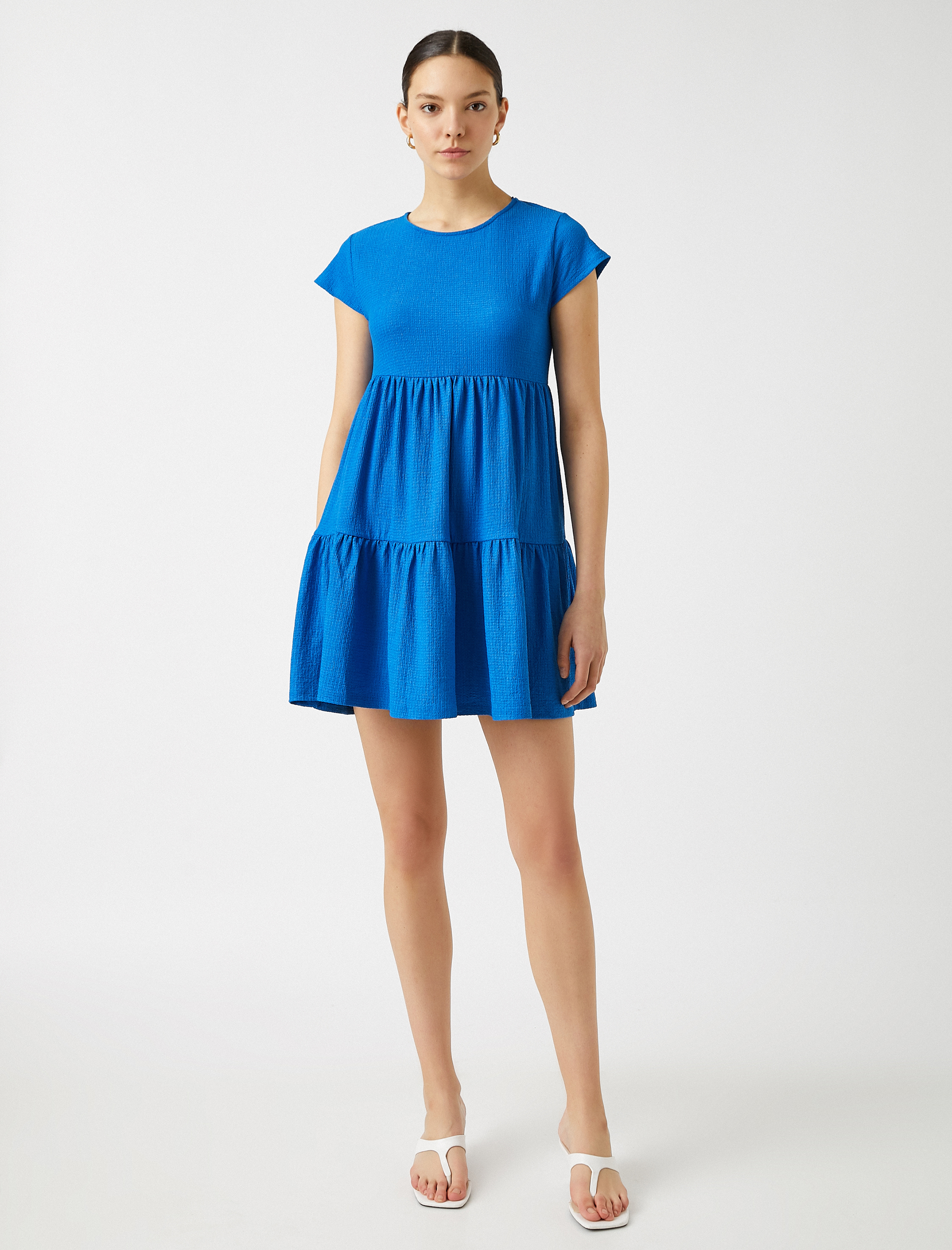   Fırfırlı Elbise Kısa Kollu