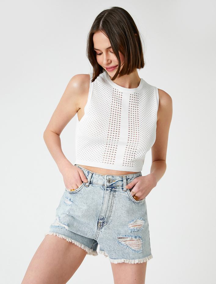  Bisiklet Yaka Crop Atlet