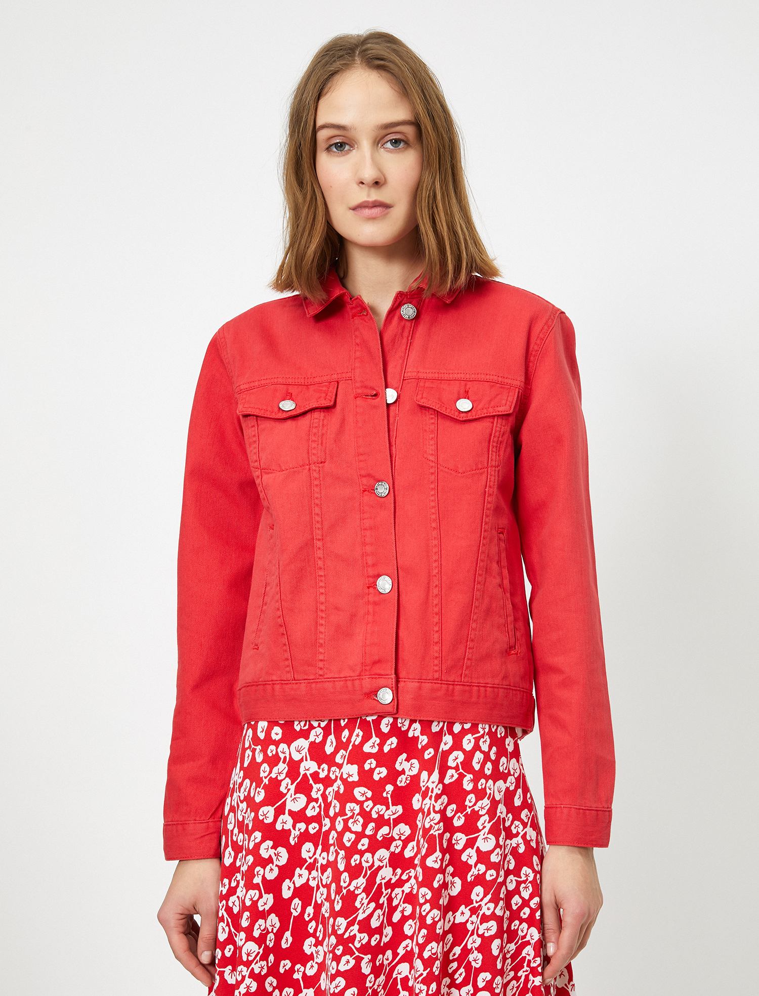   Düğme Detaylı Jean Ceket