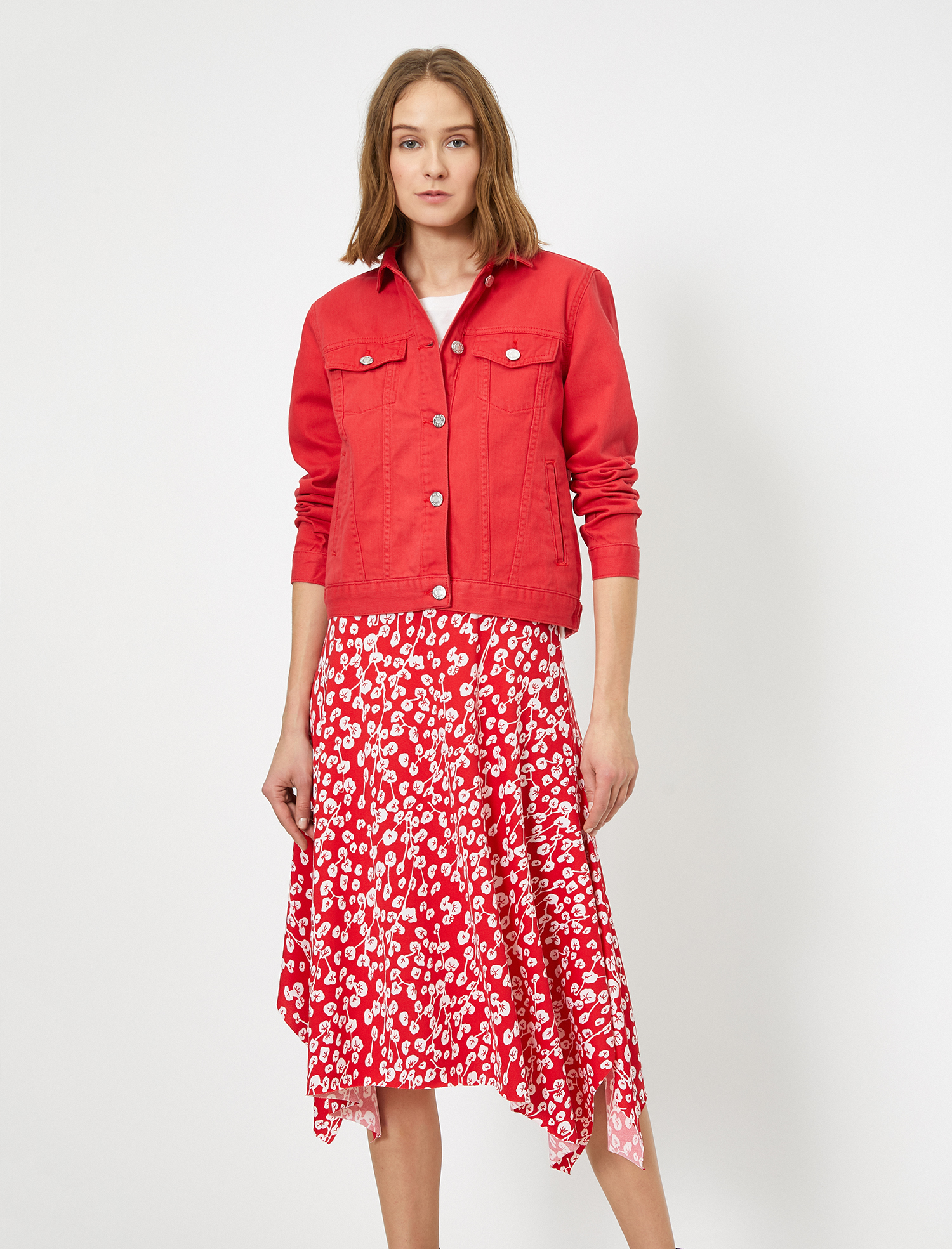   Düğme Detaylı Jean Ceket