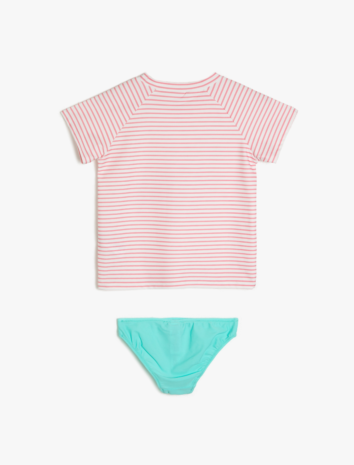  Kız Çocuk Tişört Mayo Takım Bikini Altı ve Tişört 2'li