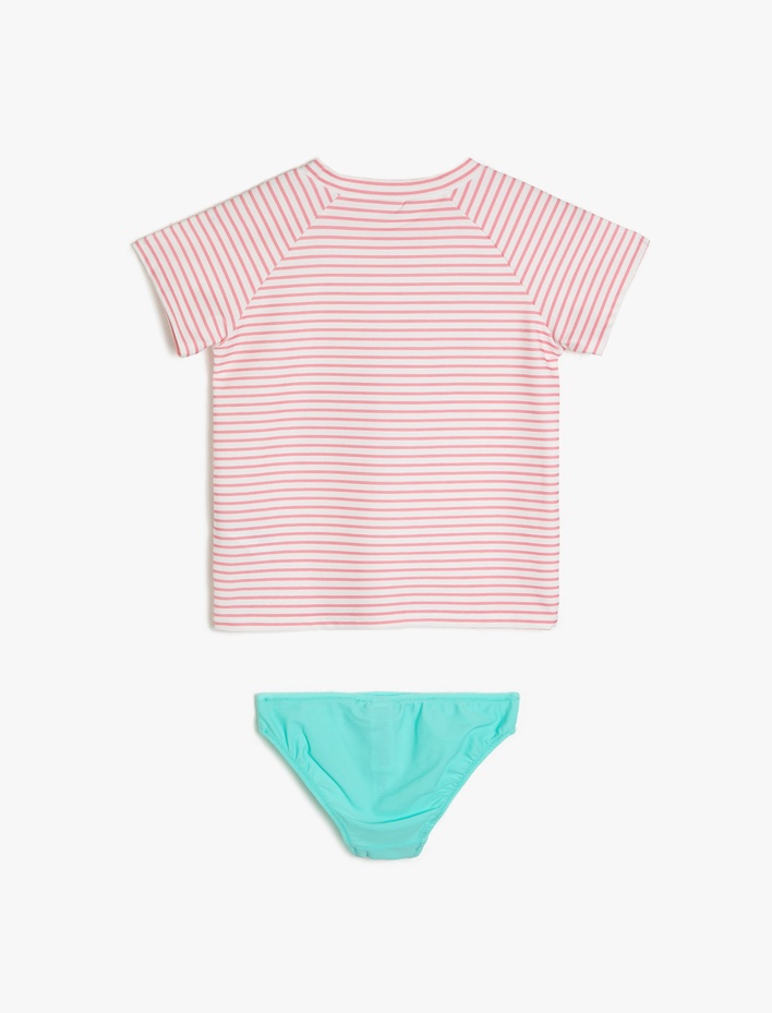 Kız Çocuk Tişört Mayo Takım Bikini Altı ve Tişört 2'li