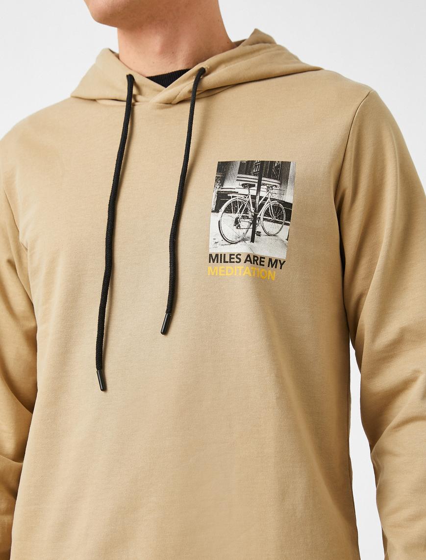   Bisiklet Baskılı Kapşonlu Sweatshirt