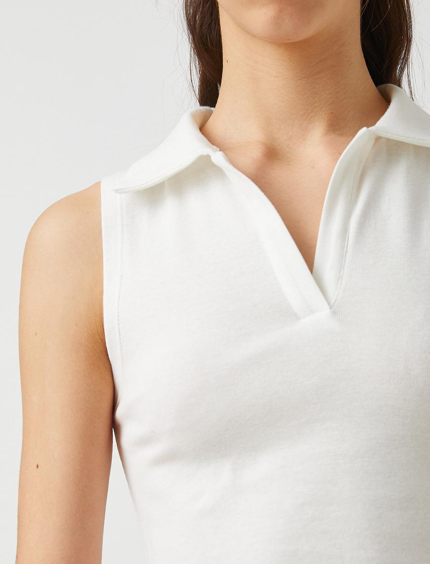   Polo Yaka Kolsuz Pamuklu Crop Atlet