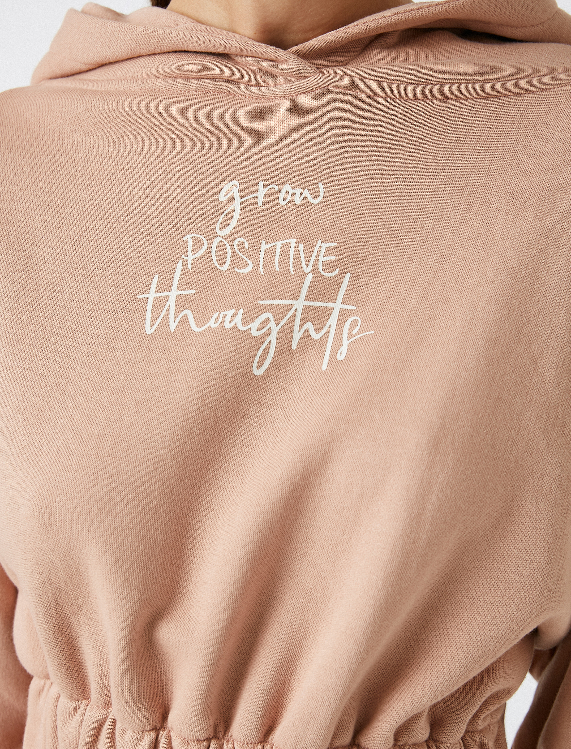 Organik Pamuklu Kapüsonlu Slogan Sweatshirt