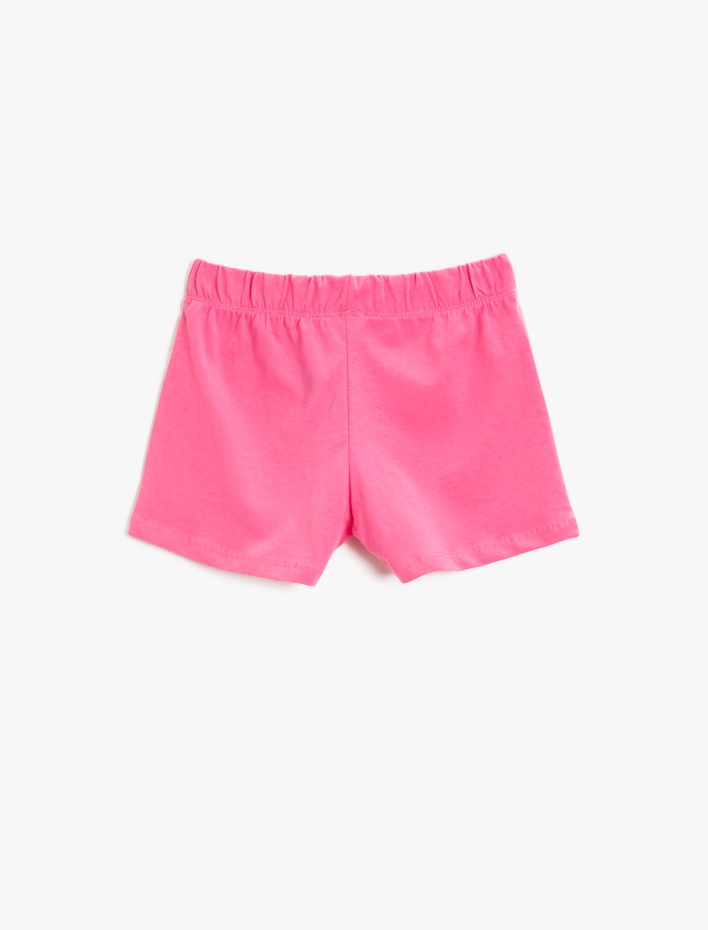 Kız Çocuk Belden Bağlamalı Şort Baskılı Pamuklu