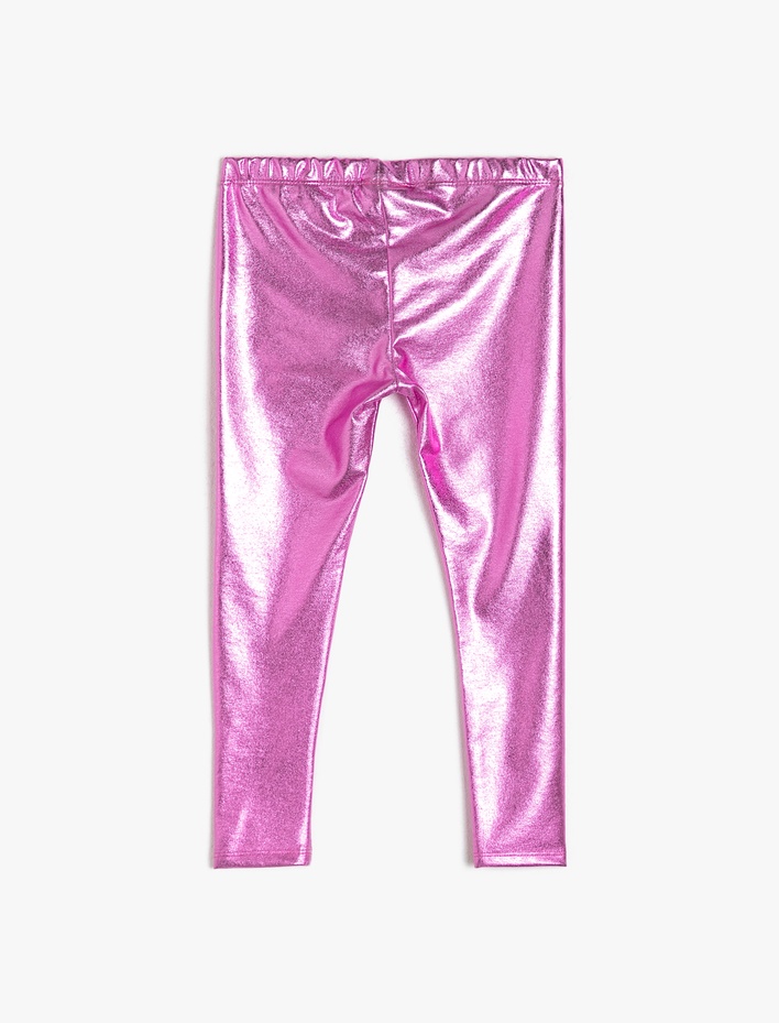 Kız Çocuk Parlak Kumaştan Normal Bel Uzun Tayt