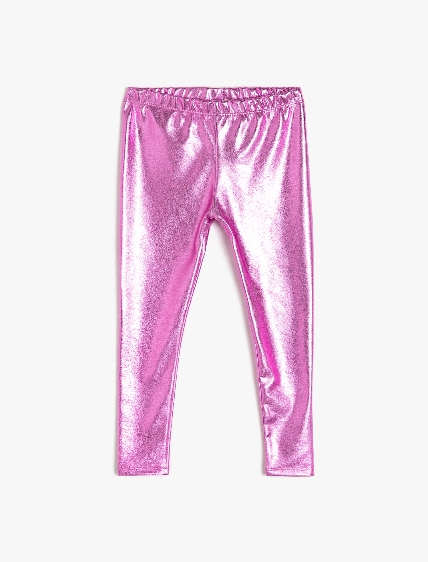  Kız Çocuk Parlak Kumaştan Normal Bel Uzun Tayt