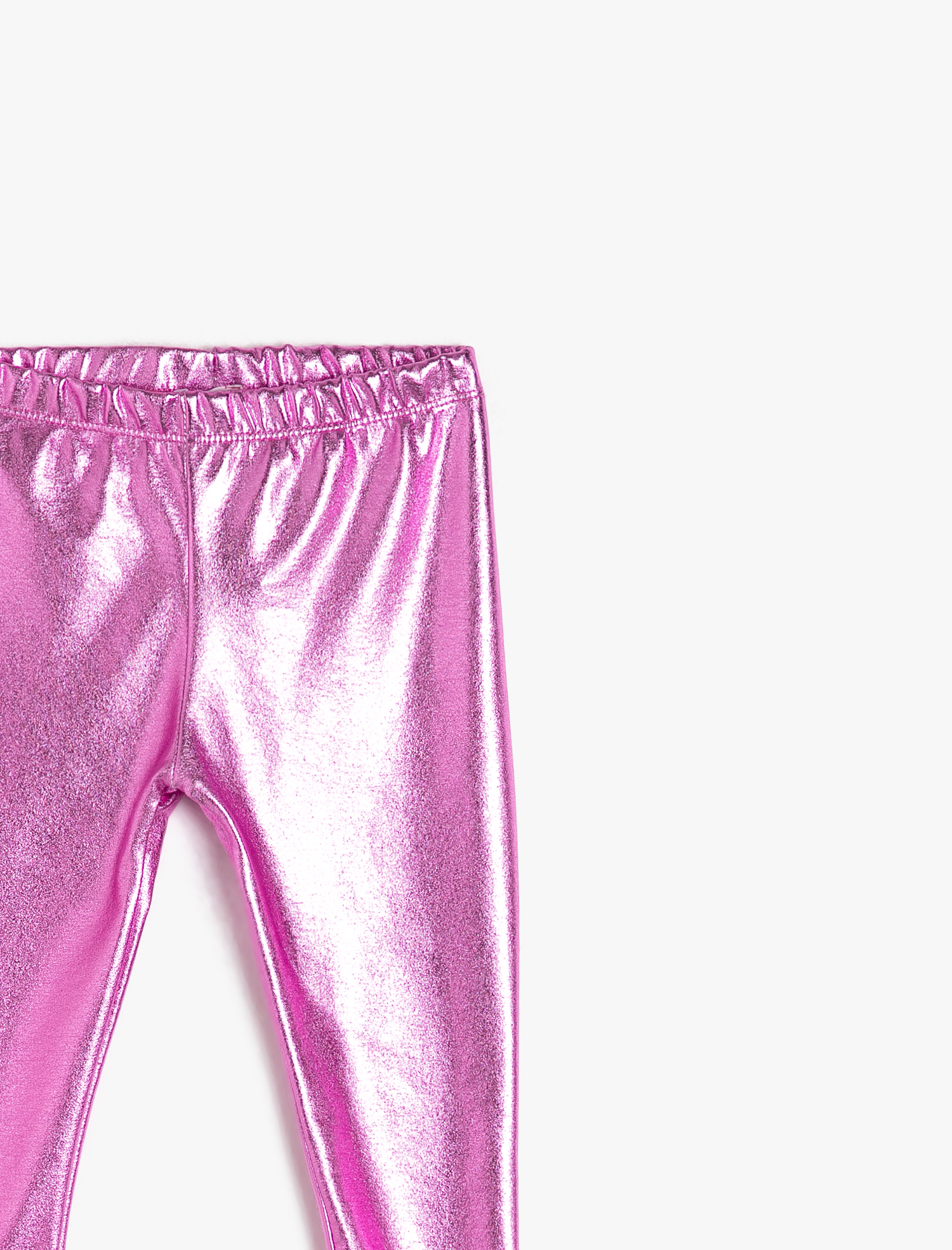  Kız Çocuk Parlak Kumaştan Normal Bel Uzun Tayt