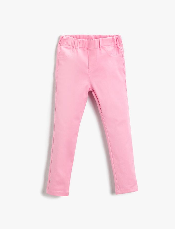 Kız Çocuk Dokuma Basic Pantolon Standart Bel