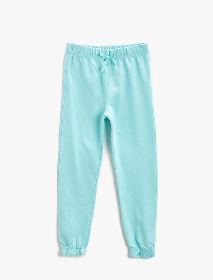 Kız Çocuk Basic Fiyonklu Jogger Eşofman Altı Pamuklu