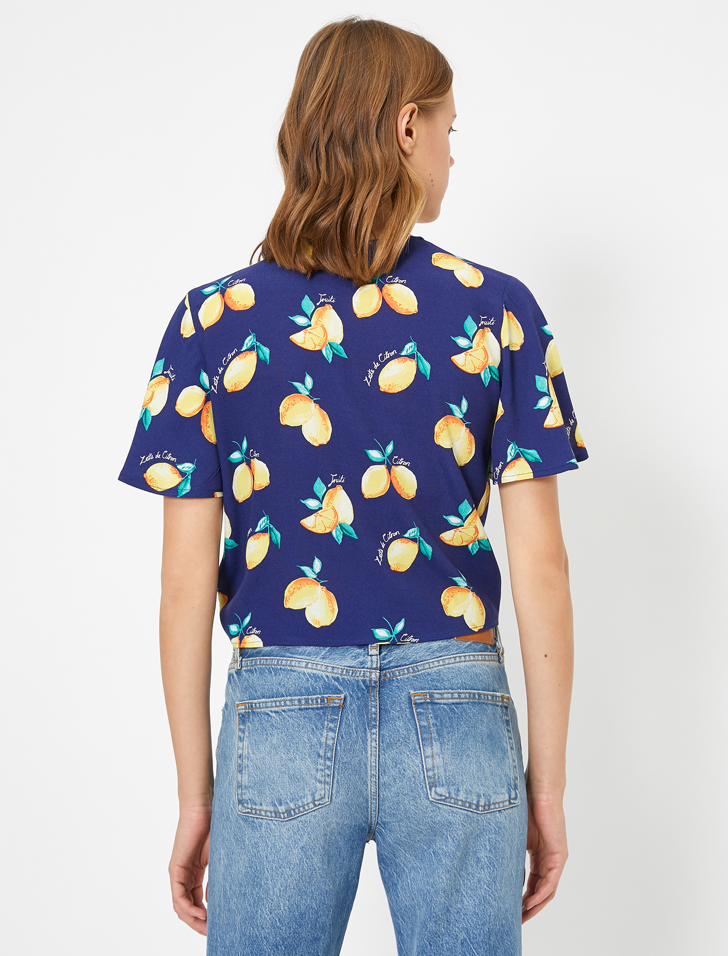   Desenli Bağlama Detaylı Gömlek